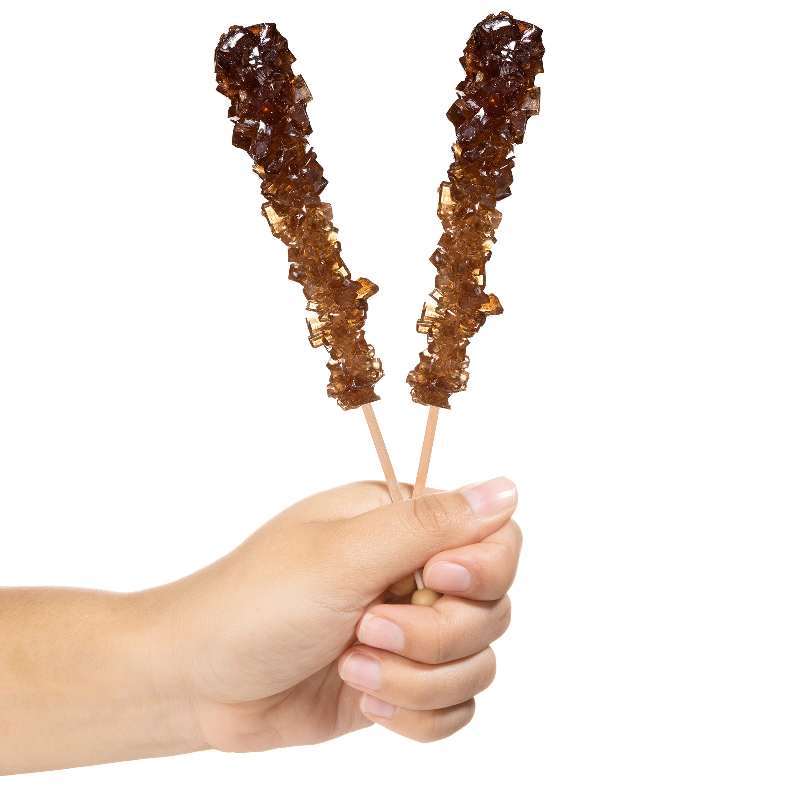 Amber Rock Candy Sugar Sticks - Root Beer Flavored Hard Candy - 12 Individually Wrapped Sticks - Perfect for Parties, Gifts & Coffee/Tea Sweetener