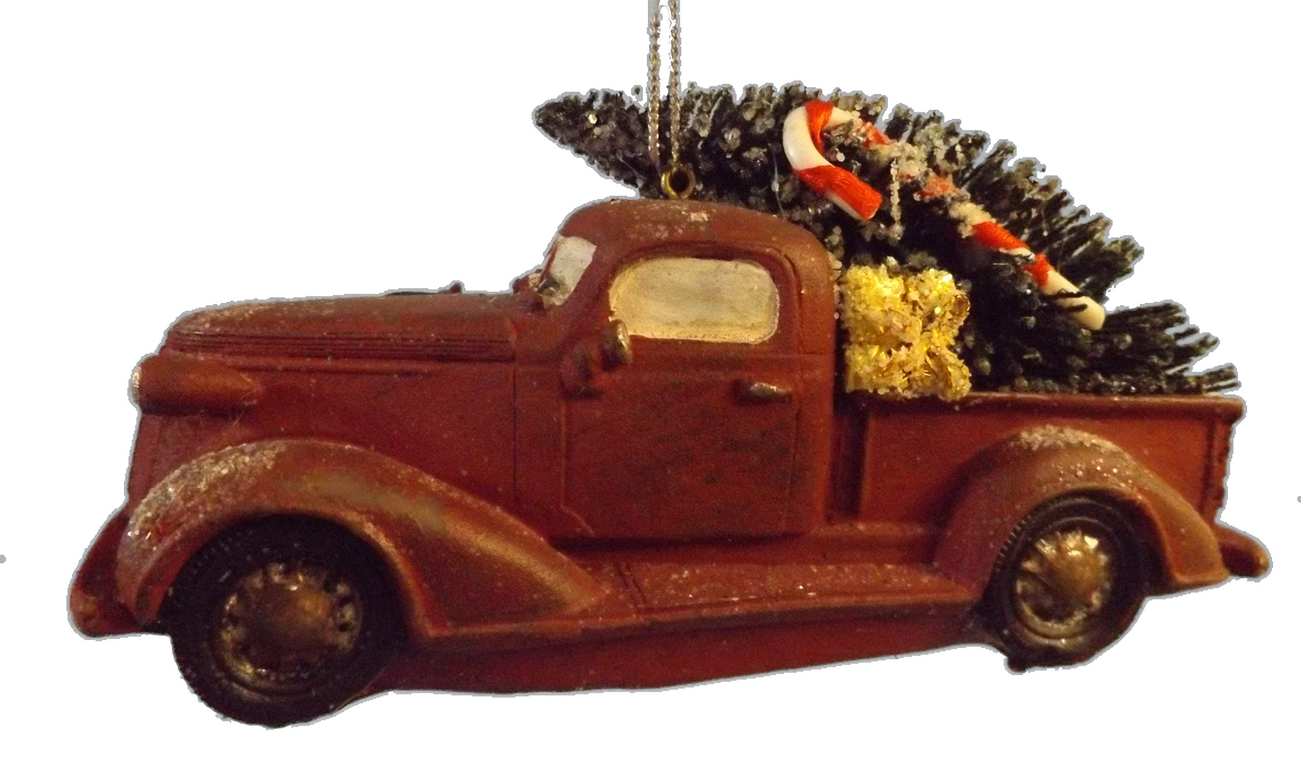 Vintage Red Pickup Truck Christmas Ornament with Tree, Candy Cane & Gifts - Perfect for Holiday Decor, Gift Giving & Christmas Tree Decoration