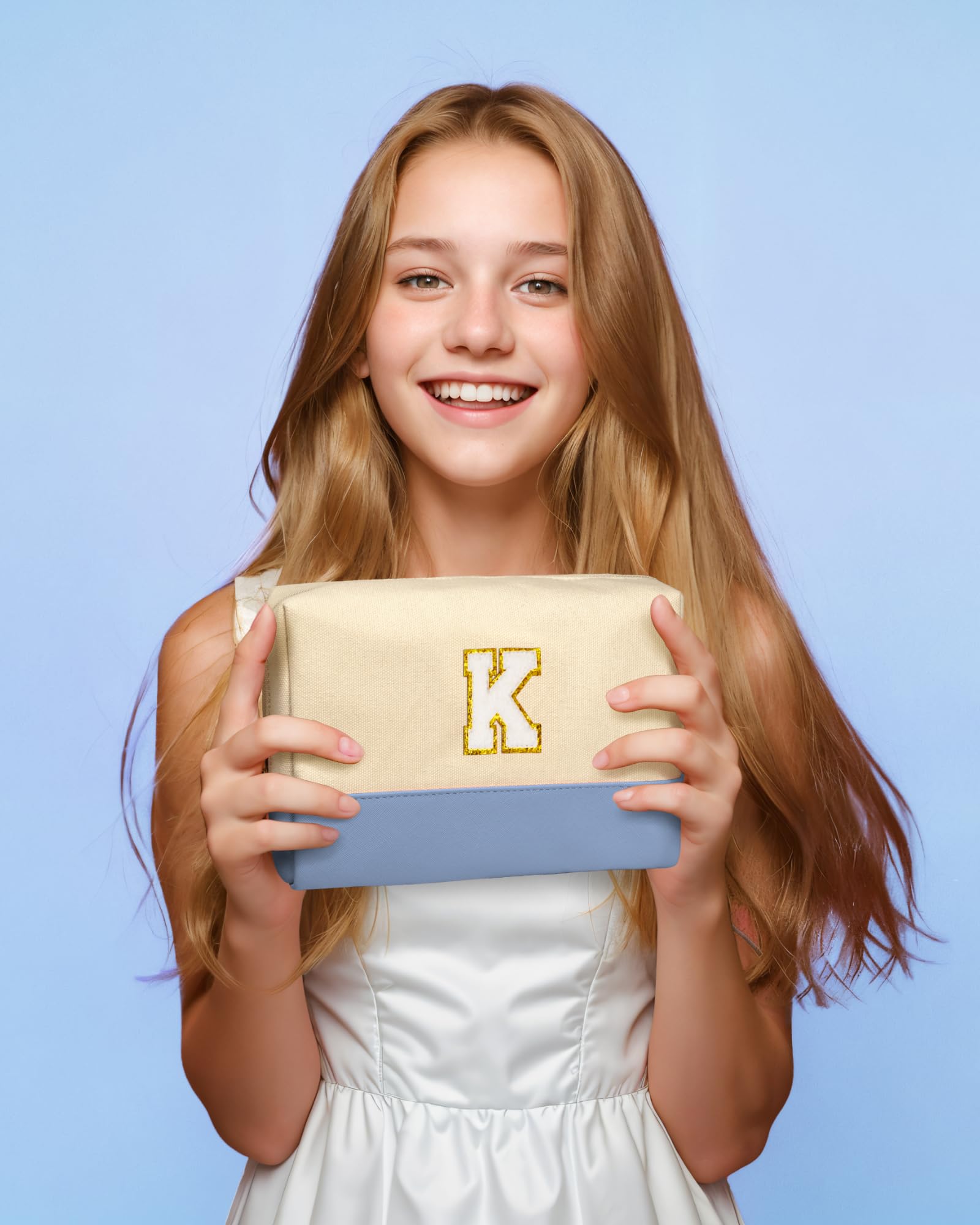 Personalized Birthday Gifts for Women - Monogrammed Chenille Letter Makeup Bag (Letter L), Cute Cosmetic Pouch for Travel & Organizer, Perfect Christmas Gift for Friends & Girls | Great for Daily Use, Travel, and Special Occasions