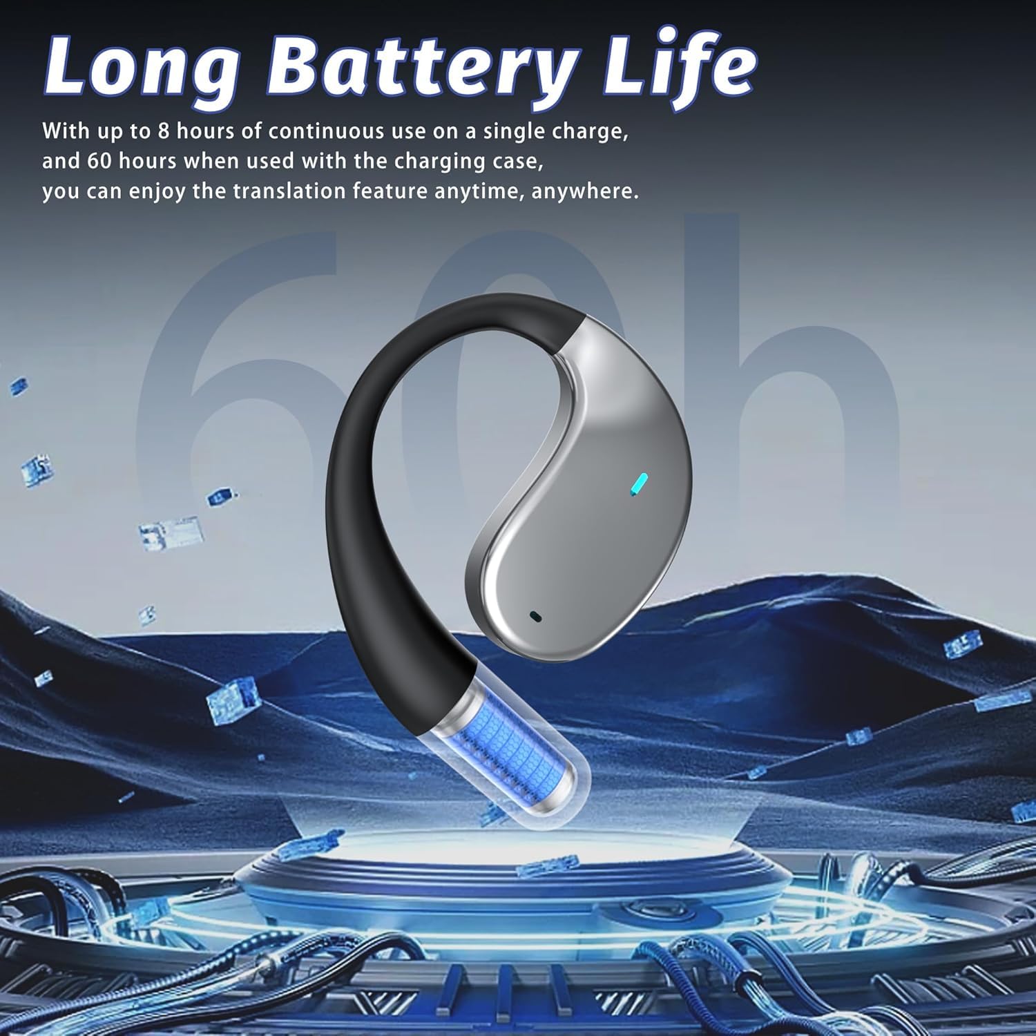 Wireless Earbuds with Real-Time AI Language Translation | 3-in-1 Bluetooth Translator Earbuds | HD Sound & Long Battery Life | Perfect for Business Meetings, Language Learning & International Travel | No Subscription Fee | Black