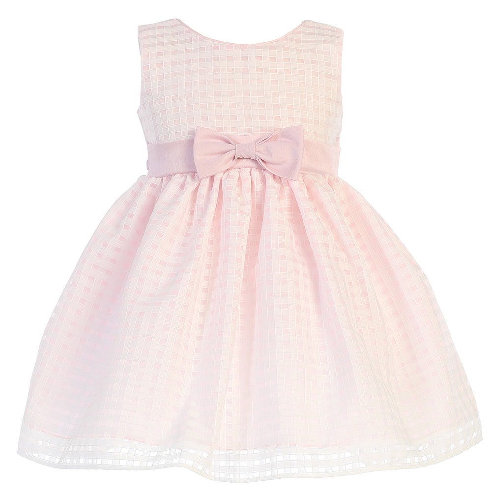 Big Girls Pink Burnout Squares Organza Easter Dress Size 7-12 - Perfect for Easter Sunday, Spring Celebrations & Special Occasions