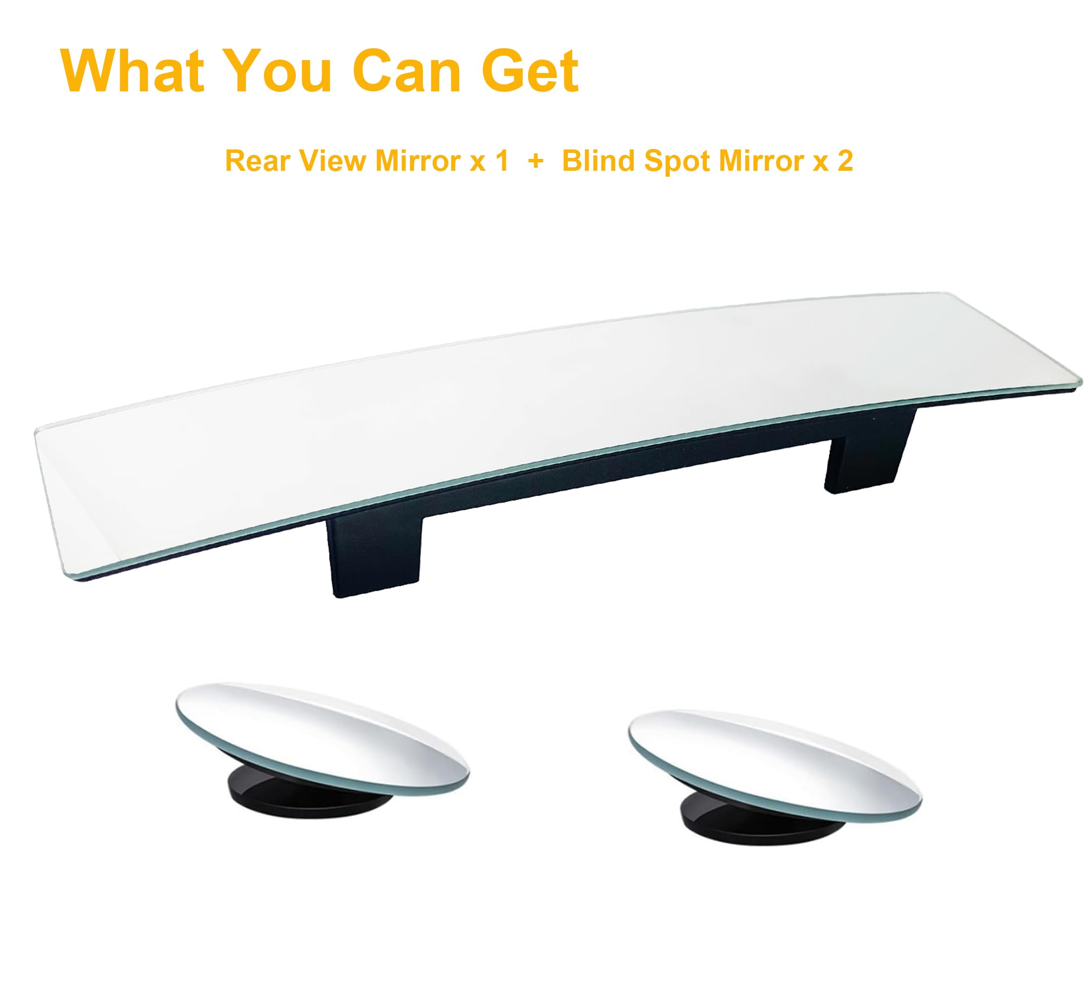 Wide Angle Frameless Rear View Mirror for Cars, SUVs & Trucks - 2 Pack Convex Blind Spot Mirrors | Panoramic Clip-On Interior Mirror to Reduce Blind Spots | Perfect for Parking, Lane Changing & Safe Driving