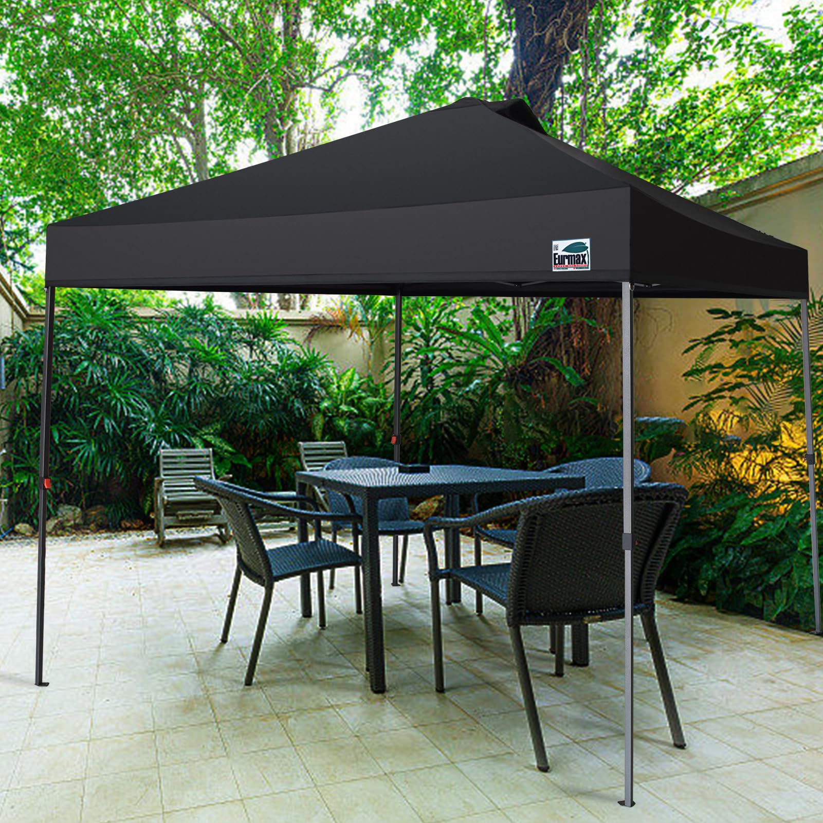 Eurmax USA NOMATTER 10x10ft Instant Pop Up Canopy Tent - Portable Outdoor Shelter for Camping, Beach, Picnics & Events - Includes 4 Sand Bags (Black)