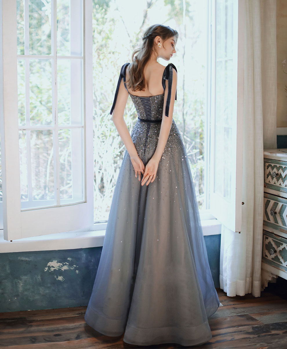 Elegant Blue Sweetheart Tulle Sequin Long Prom Dress for Formal Events - Perfect for Homecoming, Ball Gowns & Evening Parties