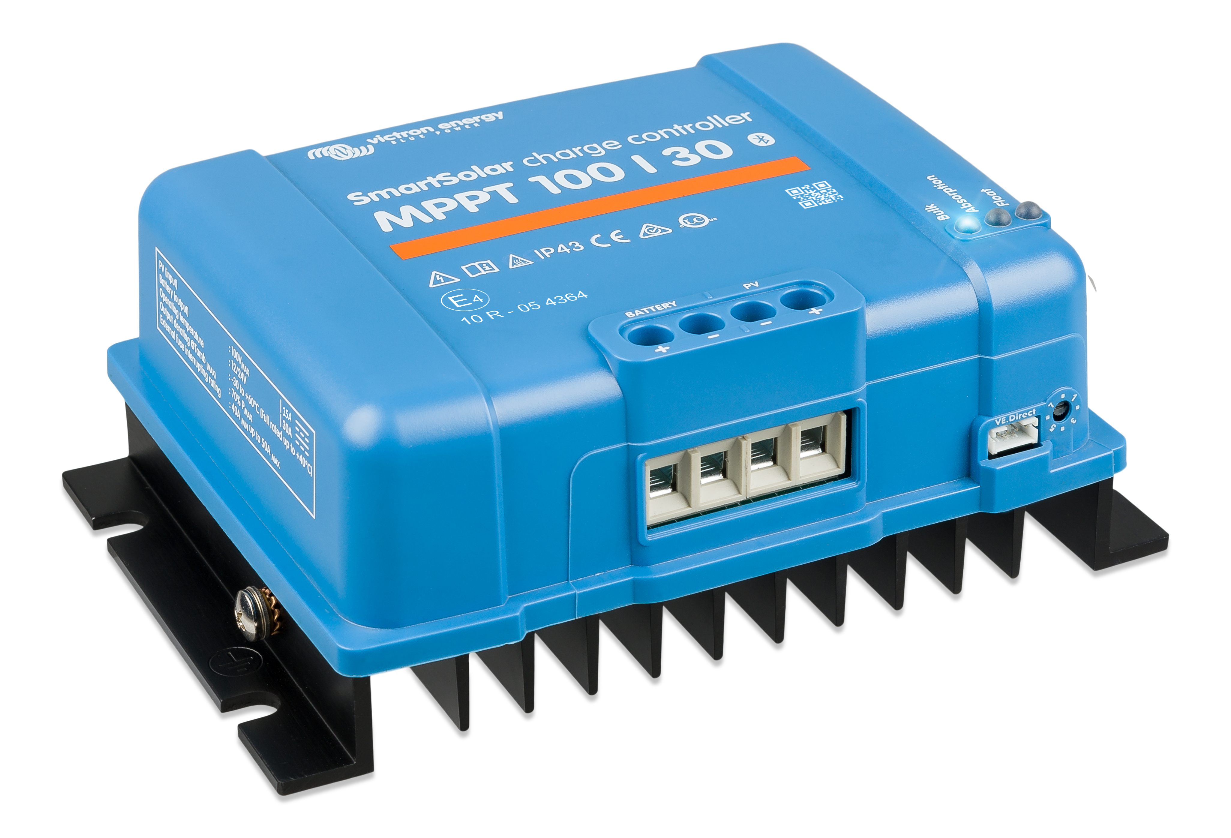 Victron Energy SmartSolar MPPT 100/30 Charge Controller | 12V/24V Solar Panel Regulator for RV, Boat & Off-Grid Power Systems | Efficient Battery Charging with Bluetooth Monitoring