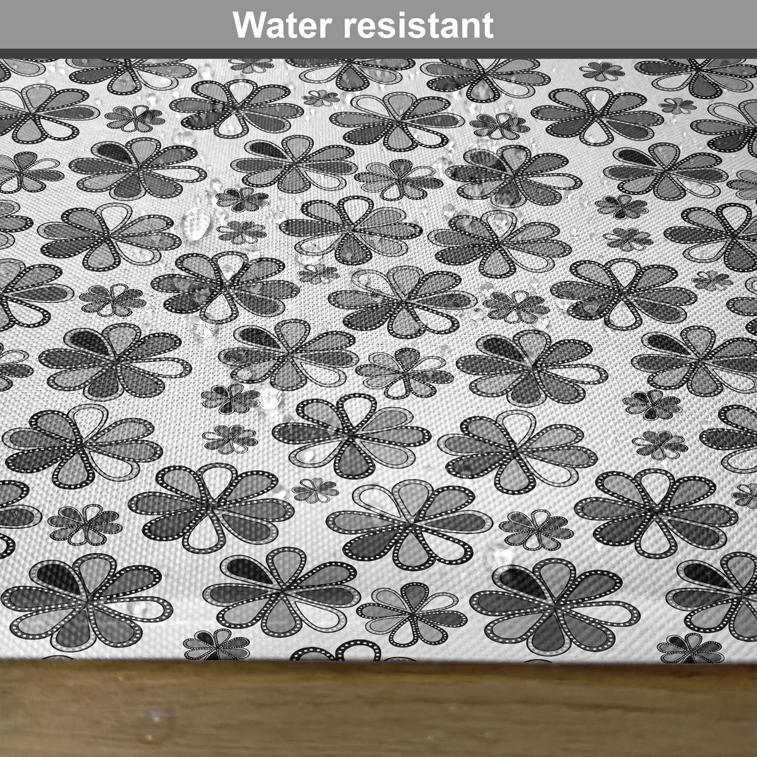 Ambesonne Floral Place Mats Set of 4 - Greyscale Retro Petals Continuous Pattern Doodle Design - Washable Fabric Placemats for Dining Room & Kitchen Table Decor - Grey, Dark Grey & Pale Taupe - Perfect for Dinner Parties, Holiday Gatherings & Everyday Elegance