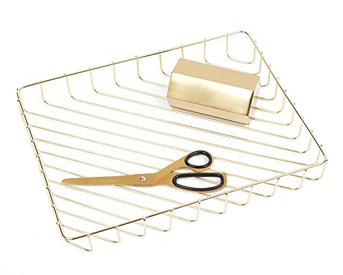 Stainless Steel Metal Storage Basket - Stackable Desk Organizer for Fruits, Office Supplies & Household Items | Perfect for Kitchen Counter, Office Desk & Bathroom Organization (Gold)