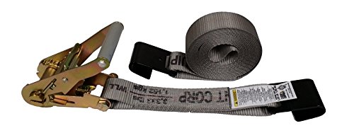8 Foot x 2 Inch Heavy Duty Grey Ratchet Strap with Flat Hooks - Secure Cargo, Motorcycle, ATV & Truck Loads for Safe Transport