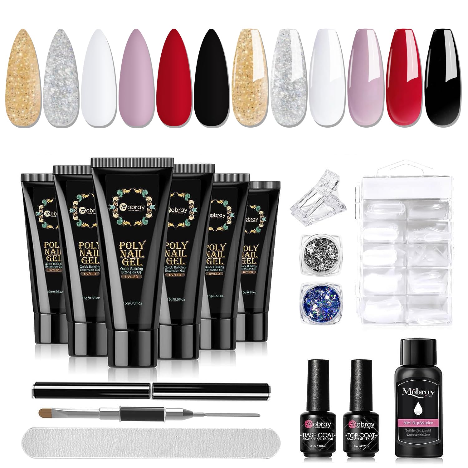Professional Mobray Poly Nail Extension Gel Kit - All-in-One Builder Gel with Essential Tools for Strong Nail Extensions | Perfect for Salon, Home Manicures & DIY Nail Art Gifts (KIT2)
