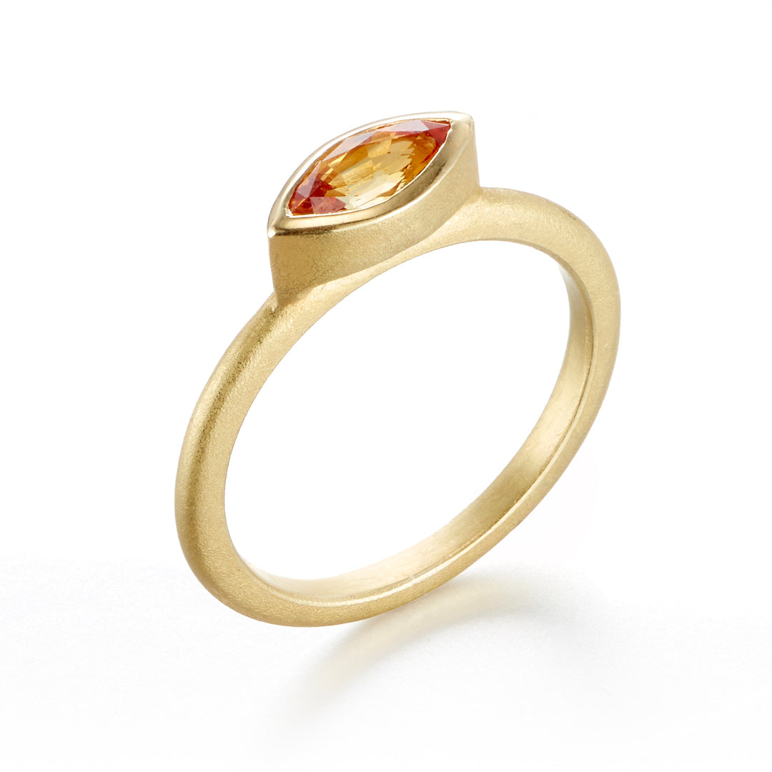Marquise Yellow Sapphire Stacking Ring - Dainty Gold Plated Wedding Band for Women | Perfect for Layering, Anniversary Gifts & Everyday Elegance