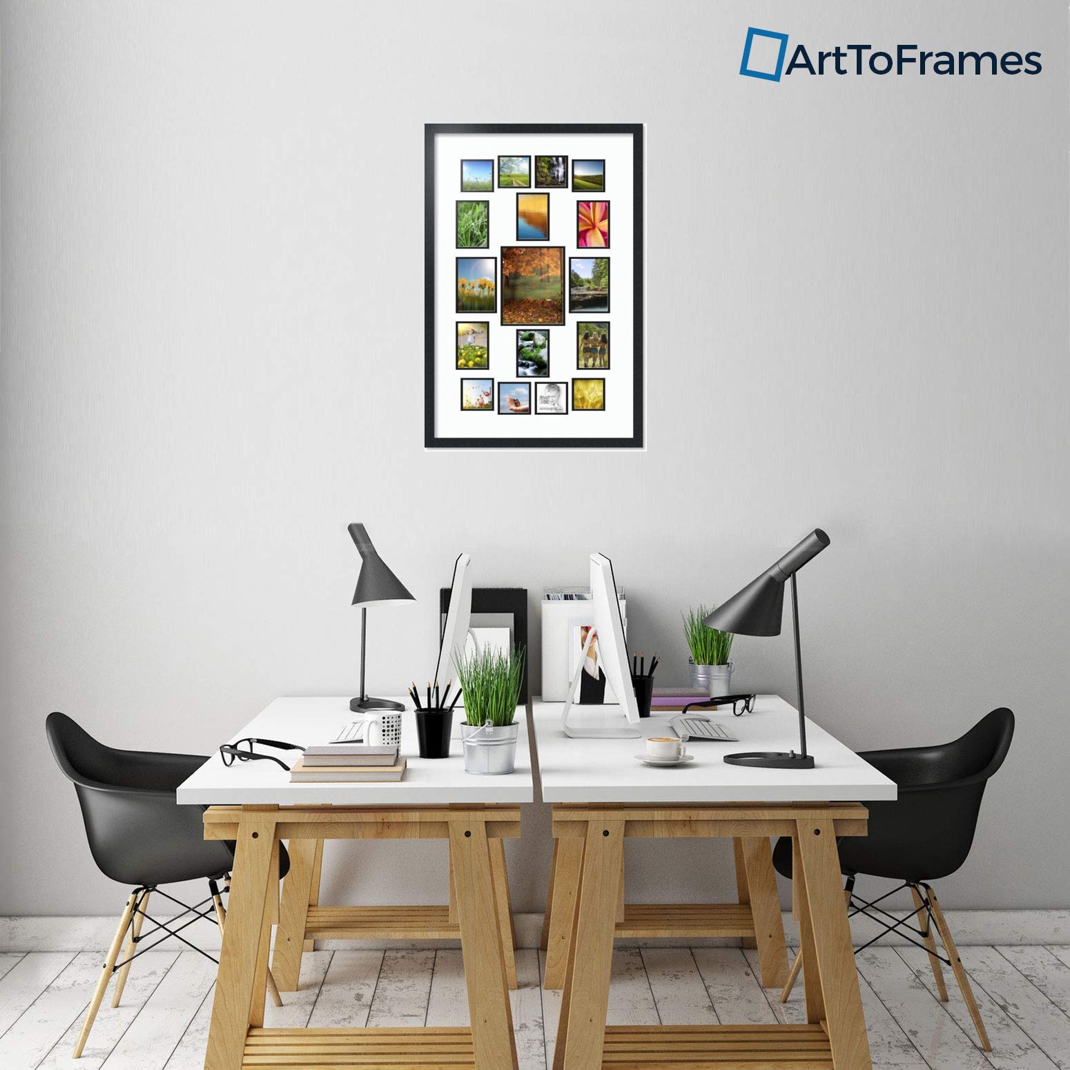 ArtToFrames 11-Opening Collage Picture Frame - Black Satin Finish with Double Mat for 8x10, 5x7, 4x6 & 4x4 Photos - Perfect for Family Memories, Wall Decor & Photo Displays