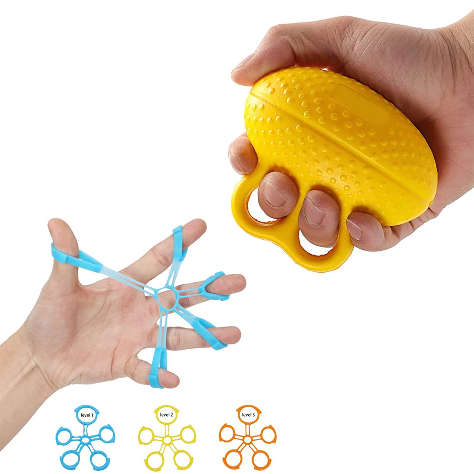 Finger Grip Strengthener Ball - Hand Exercise Stress Relief Squeeze Ball for Grip Strength Training, Rehabilitation, and Office Stress Relief