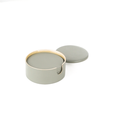 Premium Bamboo Coasters Set of 6 with Holder - Natural Gray 4
