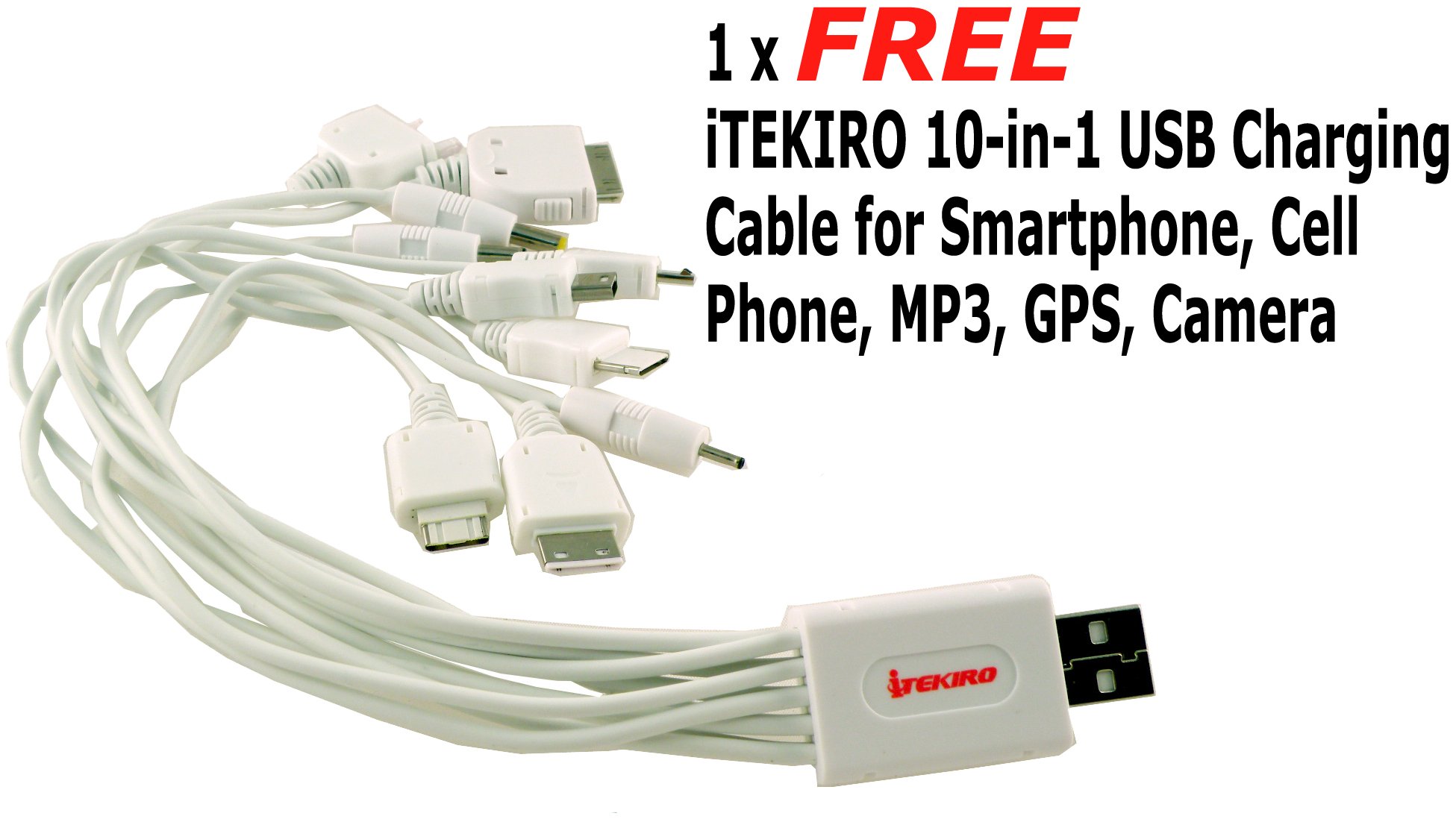 Panasonic DMC-FS4PR Battery Charger Kit with 10-in-1 USB Cable for Travel & Home Use