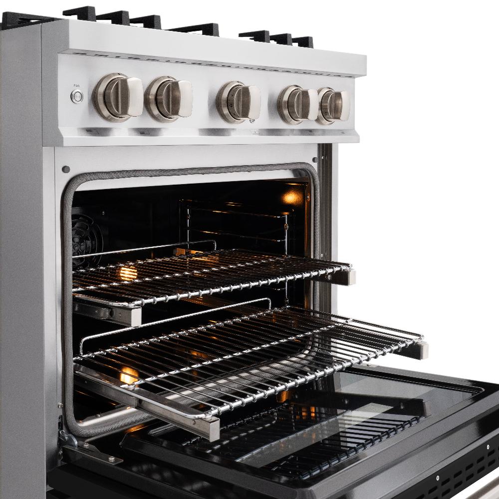 ZLINE 30-Inch 4.2 cu. ft. Stainless Steel Dual Fuel Range - 4 Burner Gas Cooktop & Electric Convection Oven with Black Matte Door (CDR BLM 30) - Perfect for Modern Kitchens, Home Chefs & Gourmet Cooking