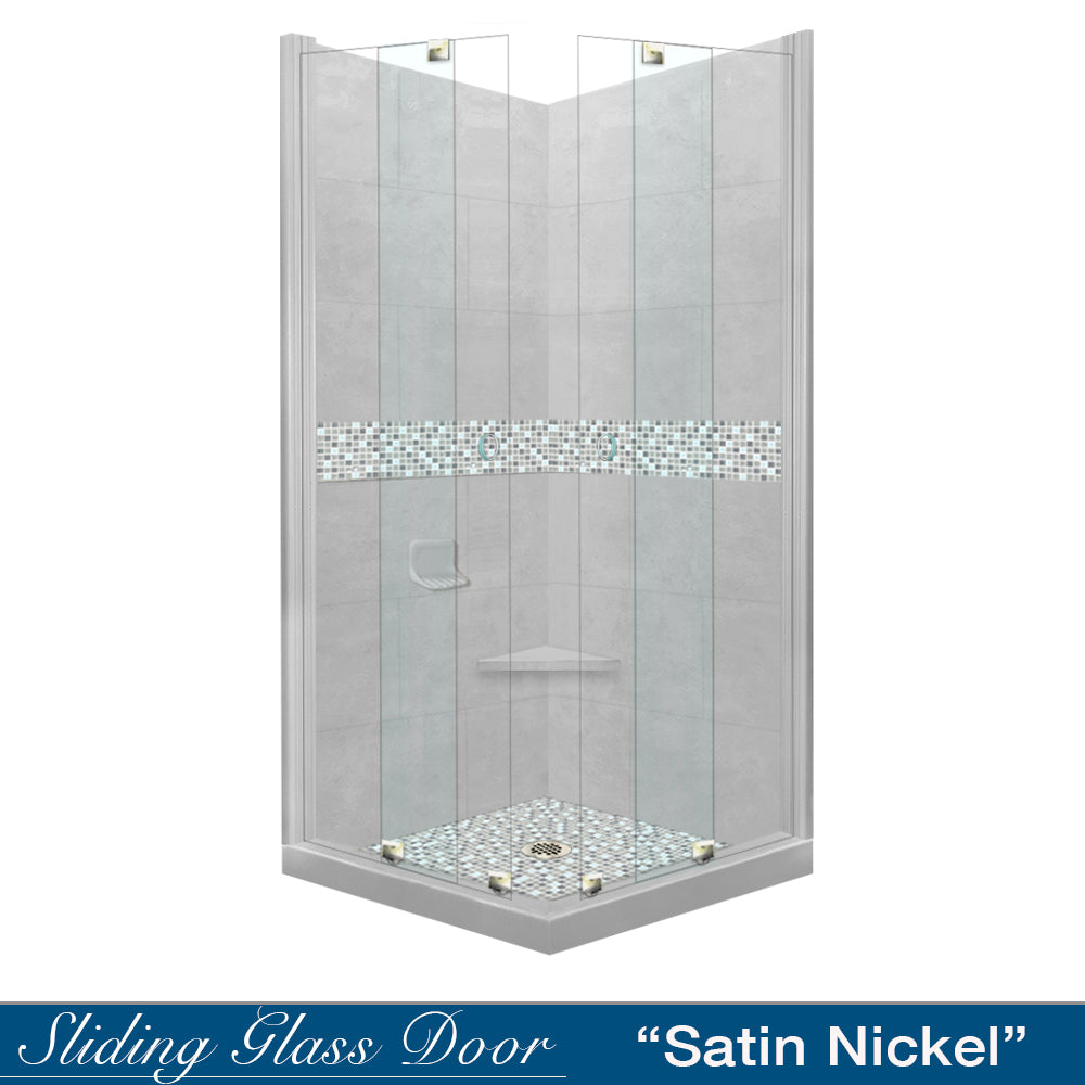 Portland Cement Sistine Stone & Del Mar Mosaic Tile Accent Kit for DIY Shower Remodel - Waterproof Bathroom Wall & Floor Tile Installation for Home Renovation