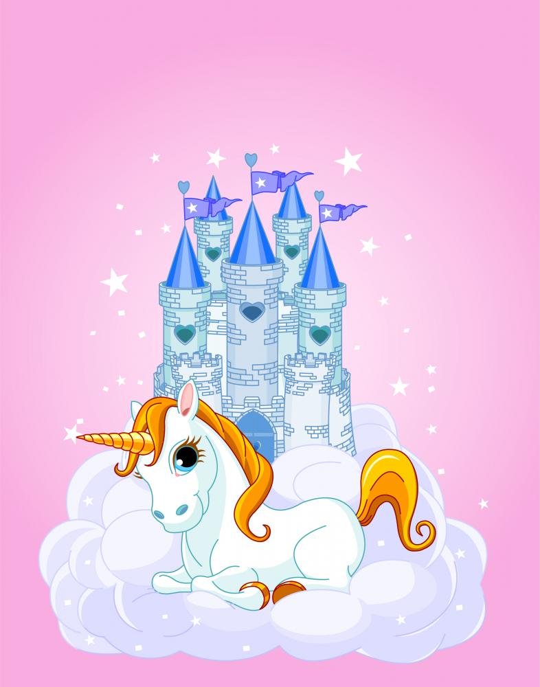 Wallmonkids Peel and Stick Wall Decals - Magical Castle & Unicorn Design (18