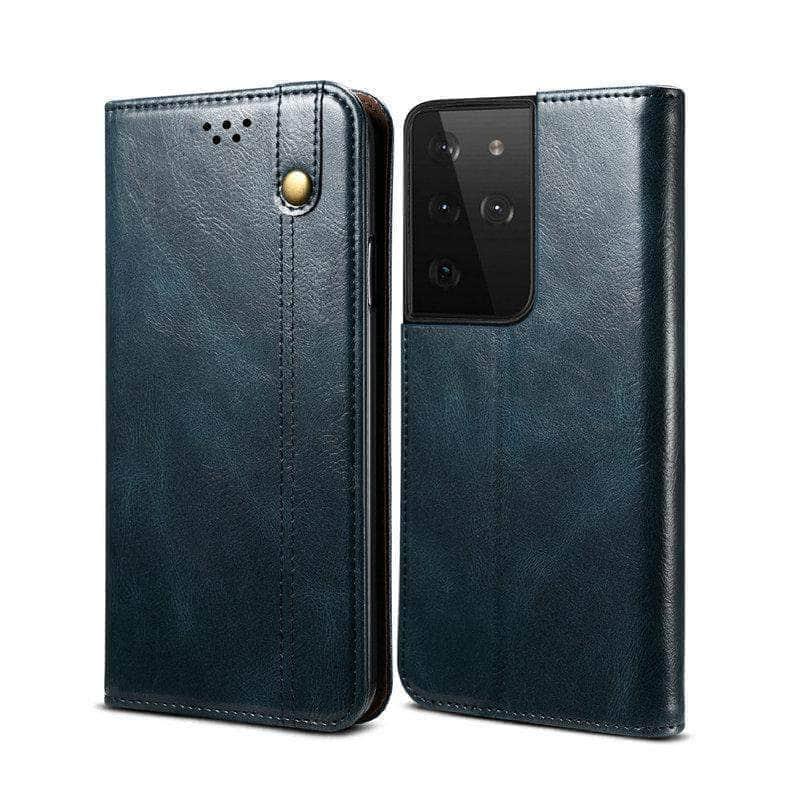 Genuine Leather Magnetic Book Cover Case for Samsung Galaxy S21 - Slim Protective Phone Cover with Secure Magnetic Closure | Perfect for Work, Travel & Everyday Use