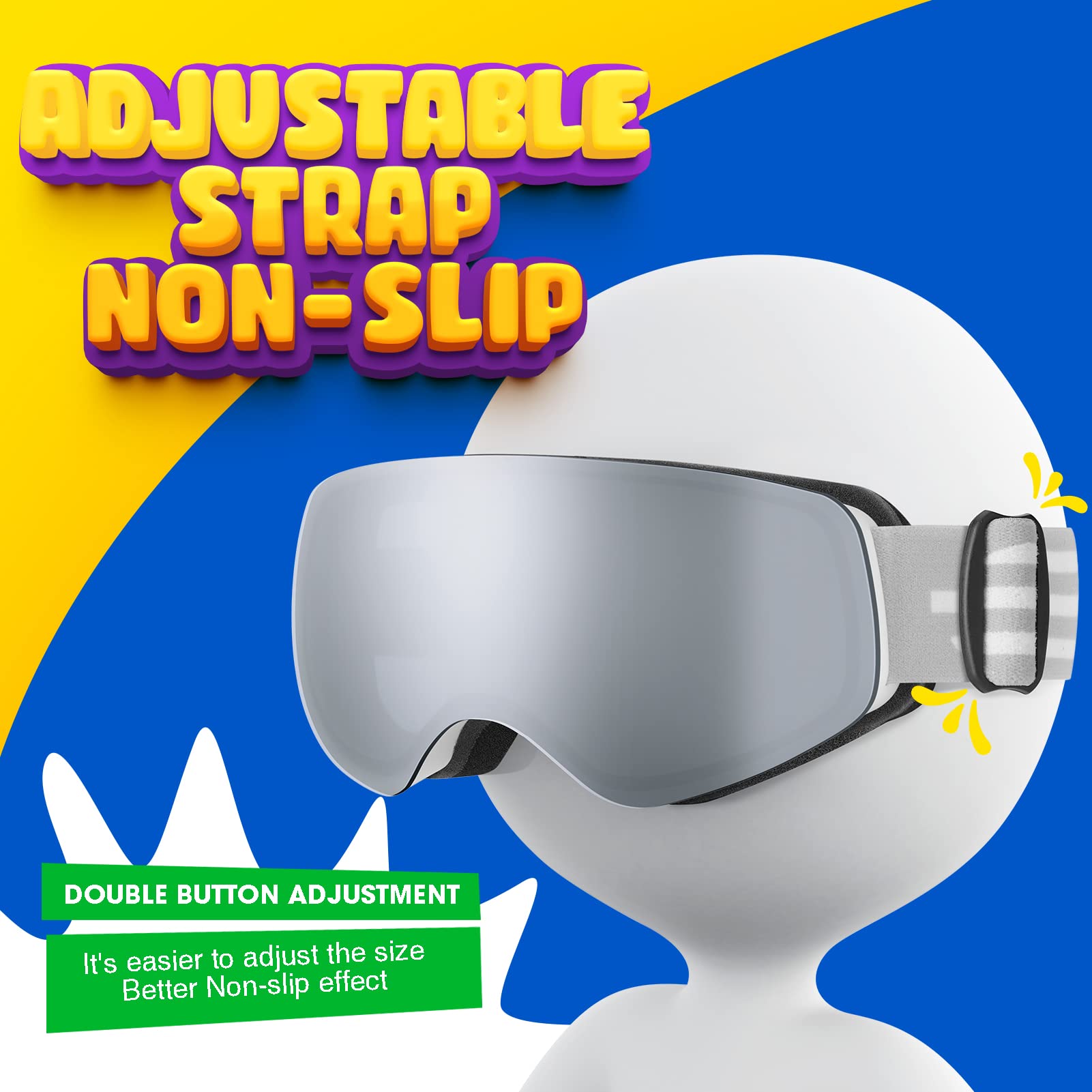 EasYoung Kids Ski Goggles for Boys & Girls Age 3-14 - Anti-Fog UV Protection Snowboard Goggles for Winter Sports & Outdoor Activities
