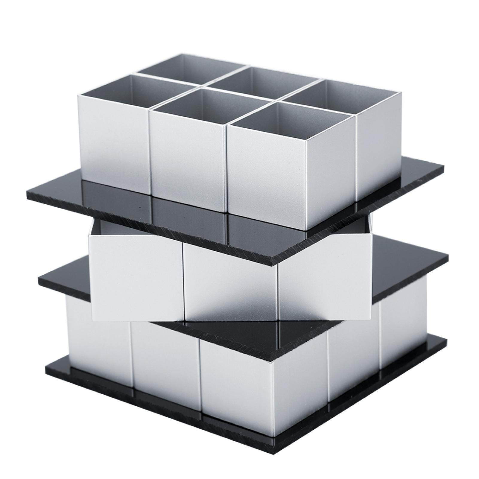 AUNMAS 3D Metal Cube Cake Mold - Aluminum Alloy Three-Layer Rotating Mousse Cake Pan for Baking, Dessert Making & Party Decorations | Perfect for Birthdays, Weddings & Special Occasions