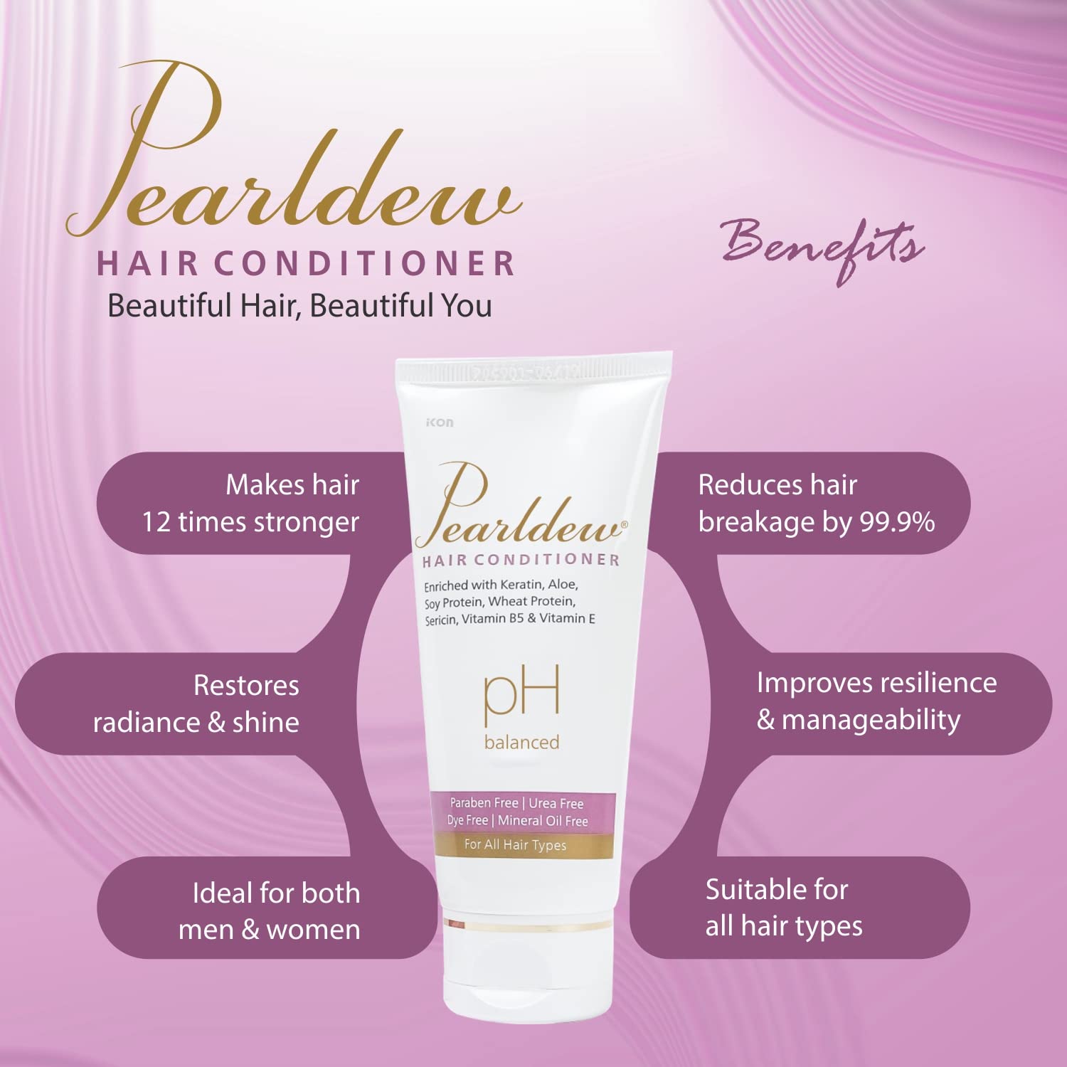 Pearldew Keratin & Aloe Vera Hair Conditioner 100ml - Sulfate & Paraben Free, Soy Protein Enriched for Deep Hydration & Repair - Perfect for Dry, Damaged Hair at Home or Salon Use
