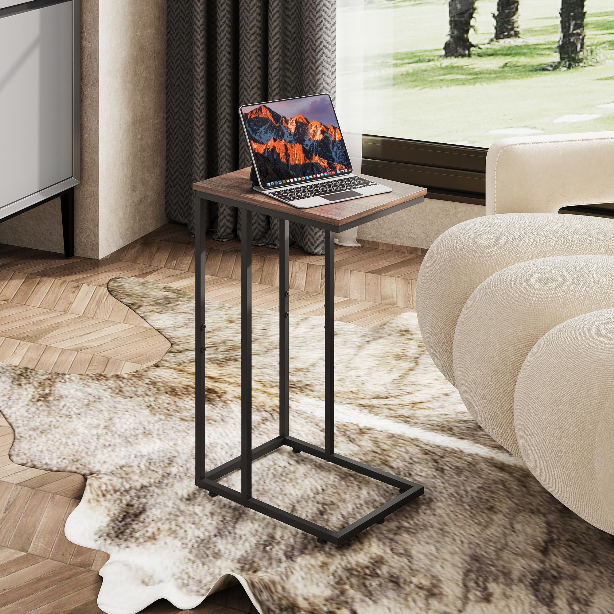 WLIVE C-Shaped End Table - Small Side Table for Sofa & Bed, Space-Saving Couch Table That Slides Under Furniture - Perfect for Living Room, Bedroom, Home Office & Small Spaces | Ideal for Reading Nook, TV Snacks & Nightstand Use