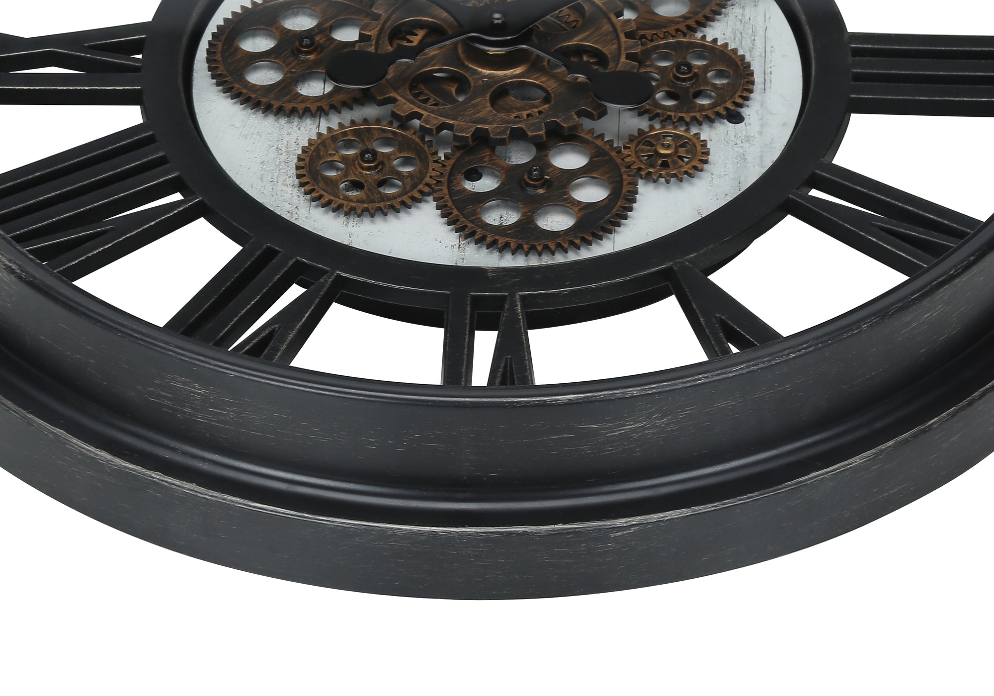 20 Round Gear Mechanism Wall Clock - Black Transitional Style for Home, Office & Industrial Decor