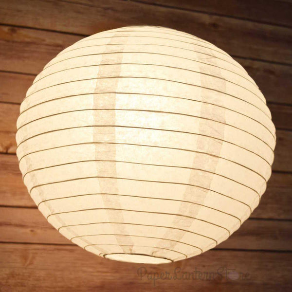 16 Inch White Round Paper Lantern with Parallel Ribbing - Chinese Style Hanging Decor for Wedding, Party & Home Celebration - Perfect for Indoor/Outdoor Events & Asian-Themed Decorations