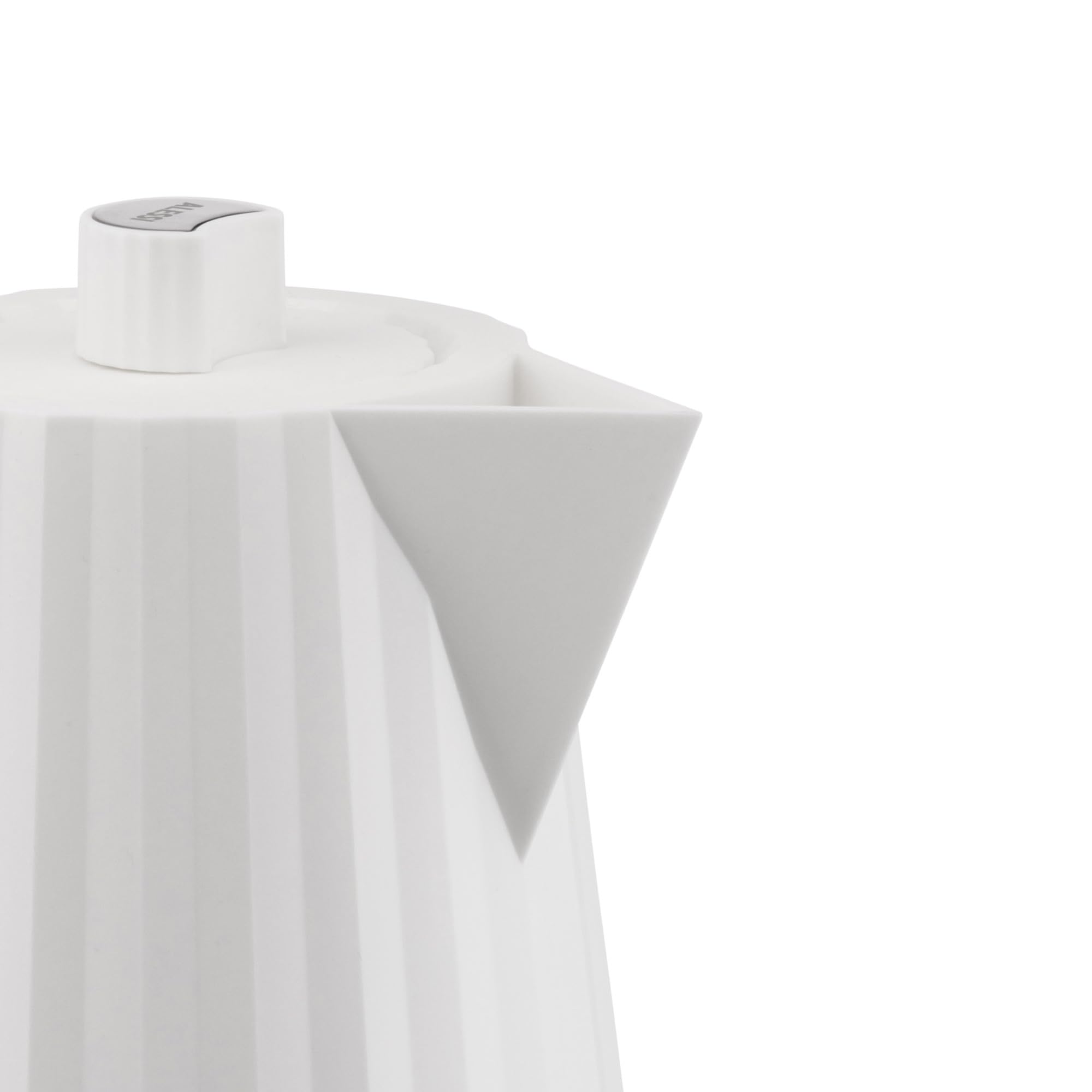 Alessi Plissé MDL06 Electric Kettle with UK Design - 2400W, 1.7L Capacity, White Thermoplastic Resin - Fast Boiling for Tea, Coffee & Kitchen Use (21.5 x 33.5 x 21.5 cm)
