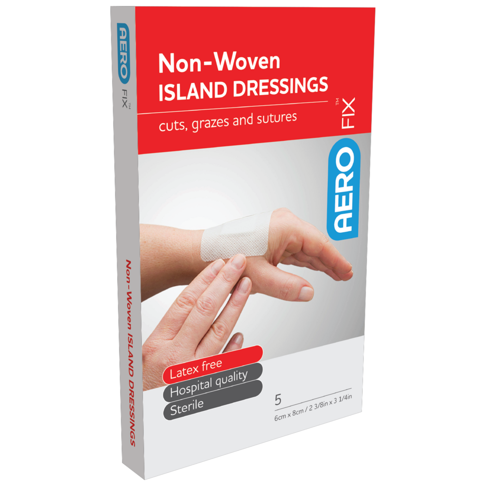 Non-Woven Island Dressings 6cm x 8cm (5-Pack) - Sterile Wound Care Pads for First Aid Kits & Minor Injuries