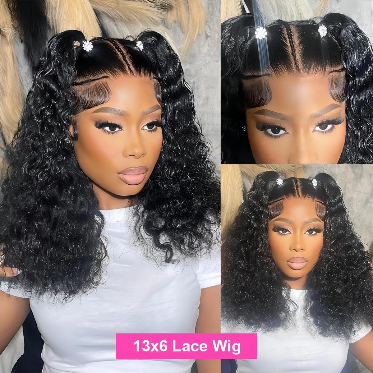 ISEE 13x6 Kinky Curly Lace Front Wigs Human Hair - Pre Plucked 180% Density HD Transparent Frontal | Afro Curly Glueless Lace Wig for Women | 18 Inch Natural Black Human Hair Wig for Daily Wear & Special Occasions