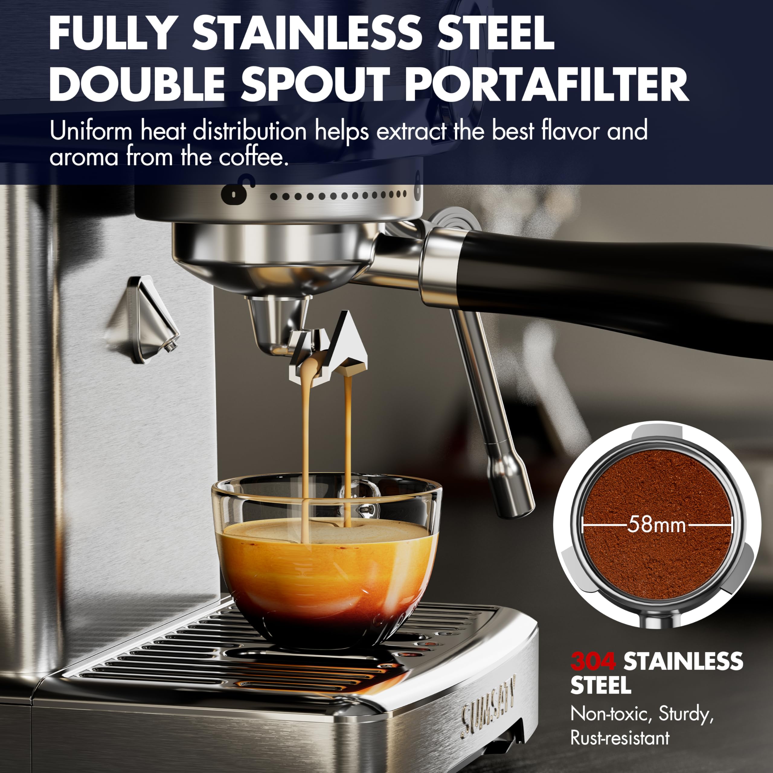 Premium Stainless Steel Espresso Machine with Milk Frother - 20 Bar Pressure, 1.8L Water Tank for Home Baristas - Perfect for Crafting Lattes, Cappuccinos & Macchiatos - Ideal for Coffee Shops, Offices & Gifts