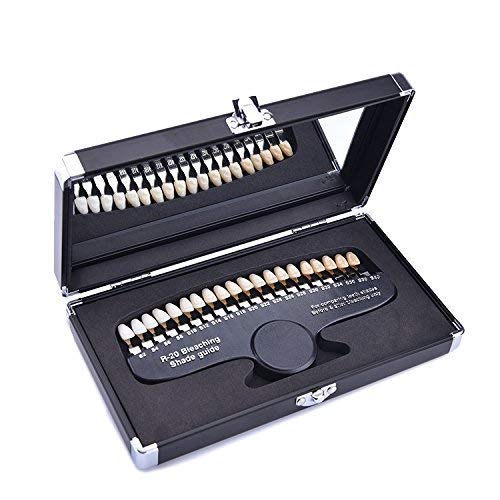 Professional 3D R-20 Teeth Whitening Shade Guide with Mirror - Dental Bleaching Color Chart (20 Shades) for Dentists, Hygienists & At-Home Teeth Whitening Kits