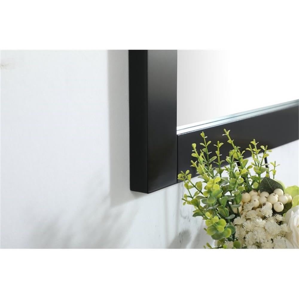 Elegant Black 36x36 Vanity Mirror - MDF & Metal for Bathroom Decor