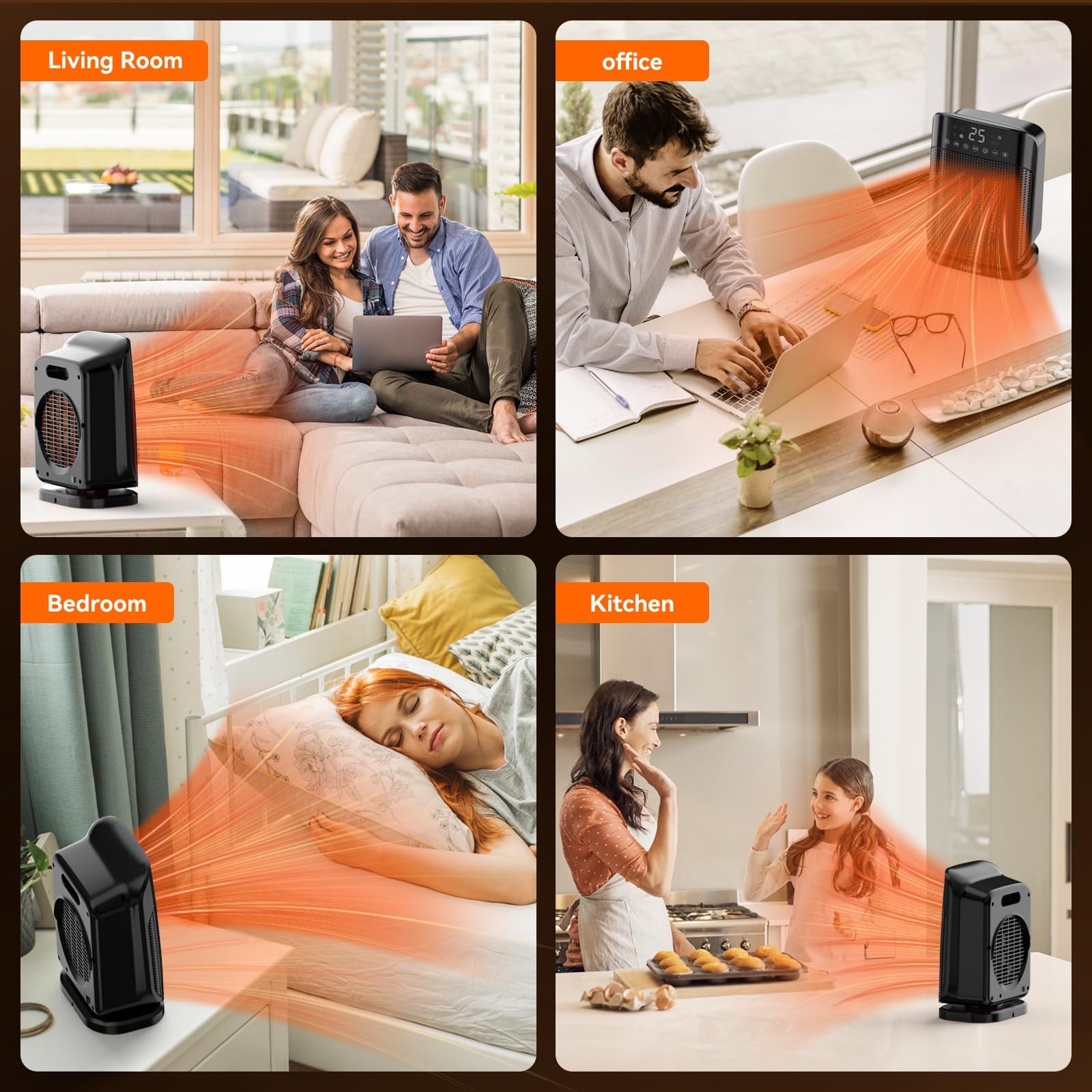 YASHE 1500W PTC Ceramic Space Heater with Thermostat & Remote Control - Portable Electric Heater with 24H Timer, 75° Oscillation, ECO Mode & Digital Display - Perfect for Office, Bedroom, Home & Indoor Use - Stay Warm & Cozy in Winter