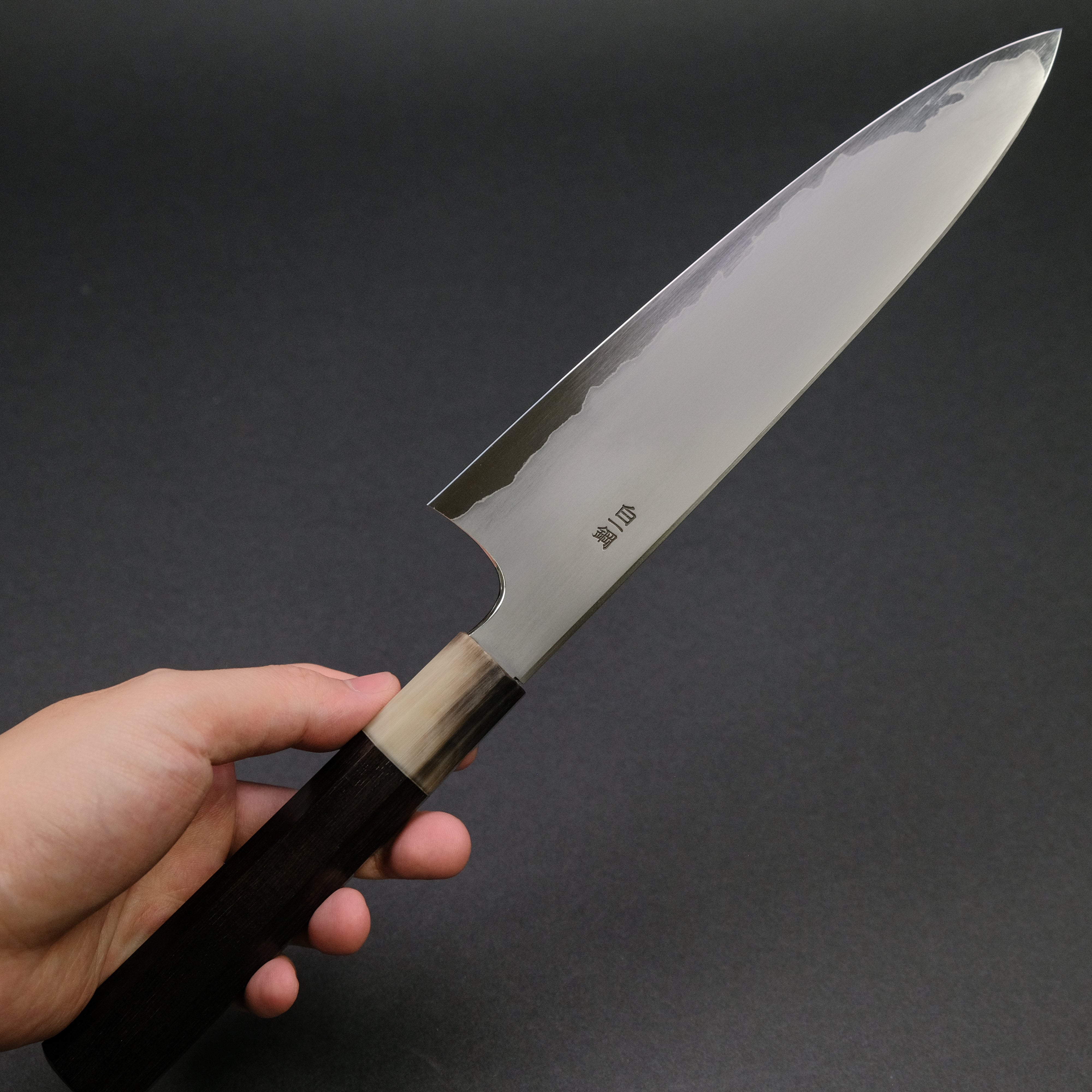 Hitohira Togashi White #1 Stainless Clad Kasumi Gyuto 210mm Japanese Chef Knife with Ebony Handle - Professional Kitchen Tool for Sushi, Meat Cutting & Precision Cooking