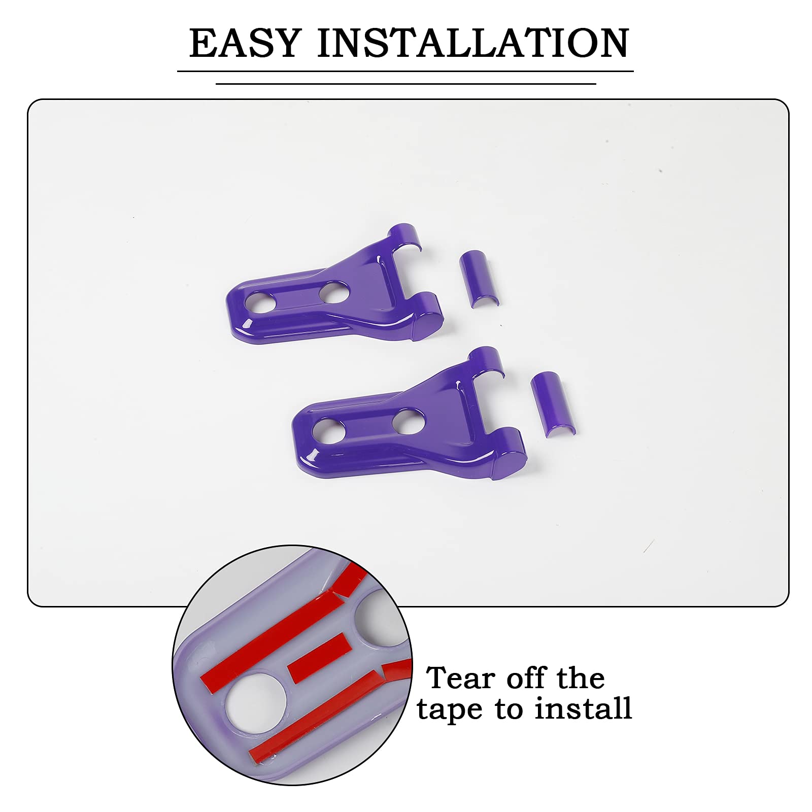 RT-TCZ Hood Hinge Cover for 2018-2023 Jeep Wrangler JL/JLU & Gladiator JT - Durable UV-Resistant Purple Exterior Trim - Off-Road Accessories & Car Customization Parts - Perfect for Jeep Mods, Trail Riding, and Show Car Upgrades