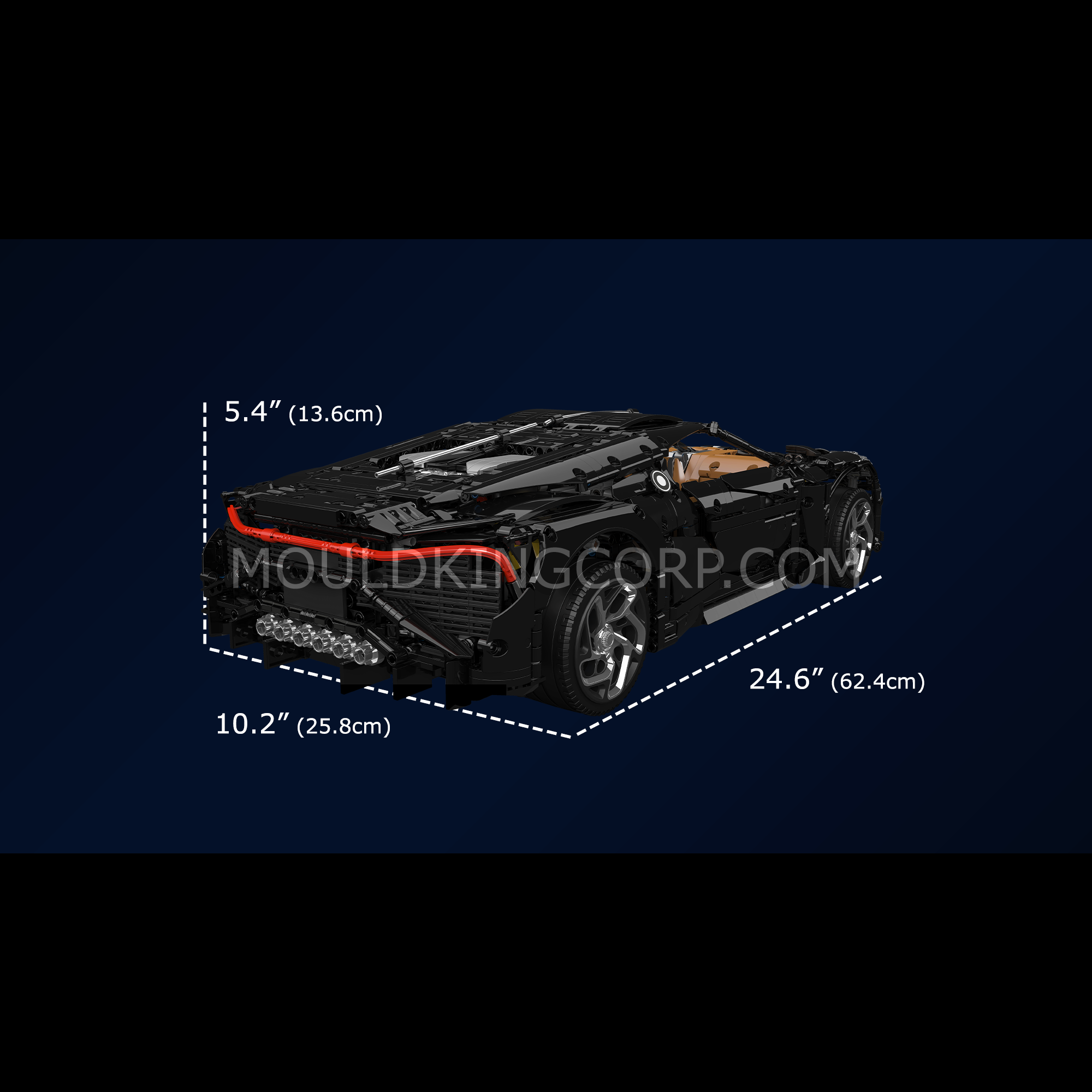 Mould King 13163 Voiture Noire Remote Control Hyper Car Building Set - 4800 PCS Model Kit for Adults & Teens | Perfect for Collectors, DIY Enthusiasts & Home Office Decor