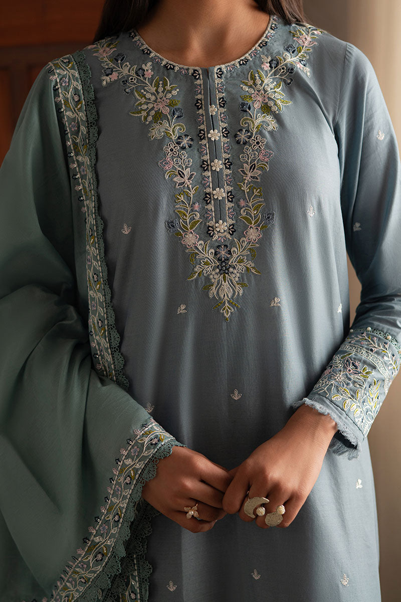 MOONLIGHT BLUE 3PC EMBROIDERED LAWN SUIT | Elegant Pakistani Formal Wear | Perfect for Weddings, Parties & Special Occasions