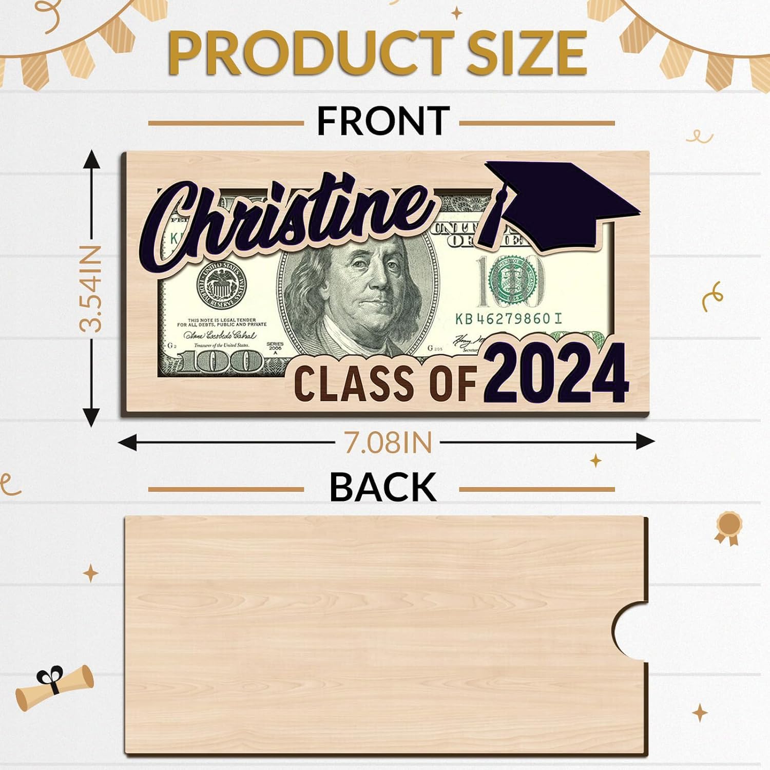 2024 Graduation Money Cake Holder - Unique Graduation Gift for High School & College Grads - Black Money Cake Box for Cash Gifts - Perfect for Graduation Parties & Celebrations