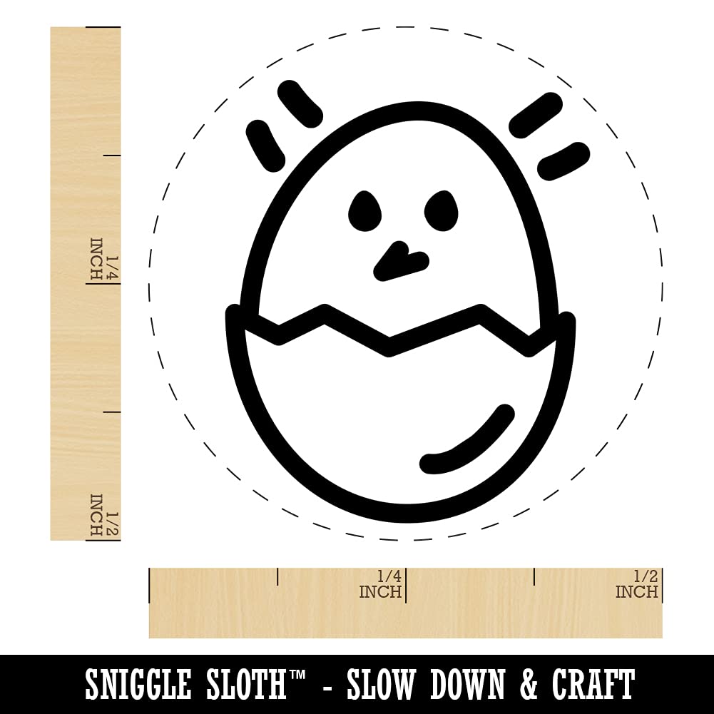 Mini 1/2 Inch Self-Inking Rubber Stamp with Purple Ink - Chicken Hatching from Egg Doodle Design for Crafting, Scrapbooking, Planner Decor & DIY Projects - Perfect for Journals, Cards, and Gift Wrapping
