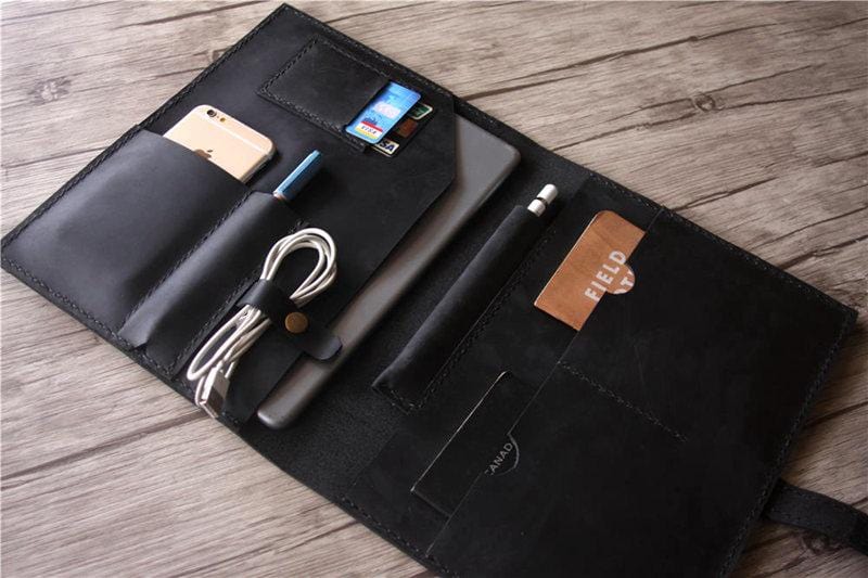 Custom Leather iPad Air Case with Apple Pencil Holder - Premium Protective Cover for Work, Travel & School