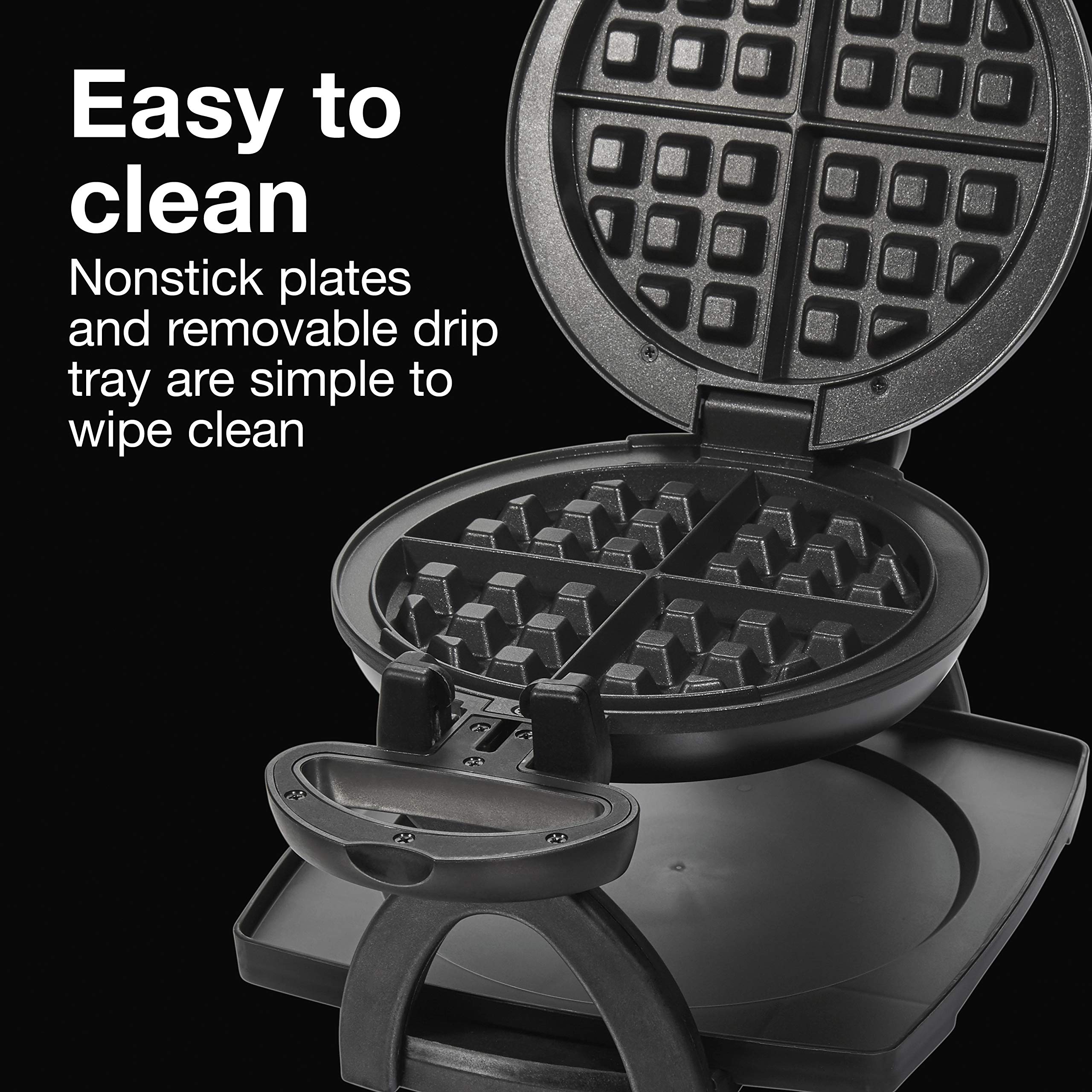 Proctor Silex 26090PS Black Flip Belgian Waffle Maker with Nonstick Plates - Single Waffle Capacity for Breakfast, Brunch & Family Gatherings