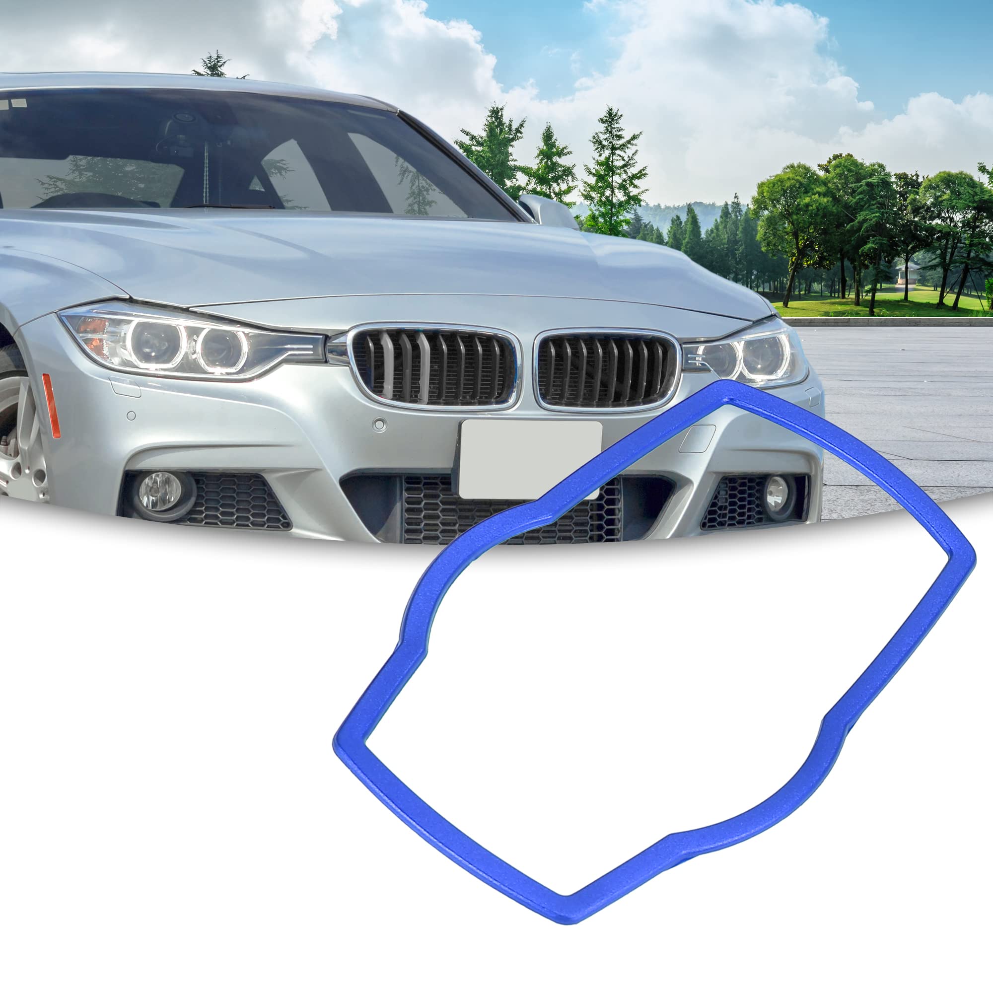 Premium Car Interior Knob Frame Cover - Stylish Console Multimedia Button Protector for BMW 335i (Blue, Pack of 1) | Enhance Your Driving Experience & Interior Aesthetics