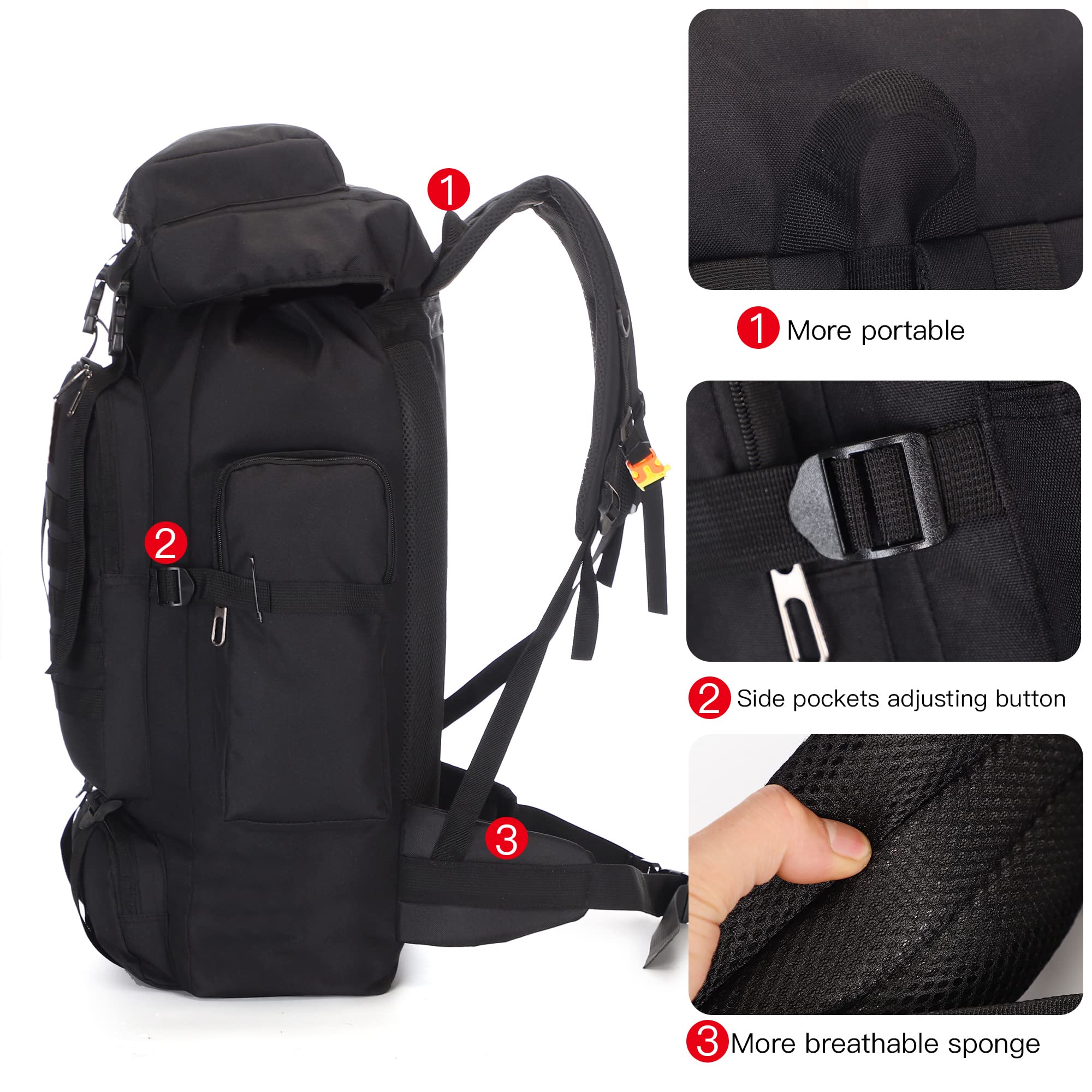 100L Tactical Military Backpack for Men - Waterproof Hiking & Hunting Backpack with MOLLE System, Adjustable Shoulder Straps & Survival Gear Compartment - Perfect for Outdoor Camping, Trekking, Travel & Emergency Preparedness - Durable Rucksack for Adventure Enthusiasts & Survivalists