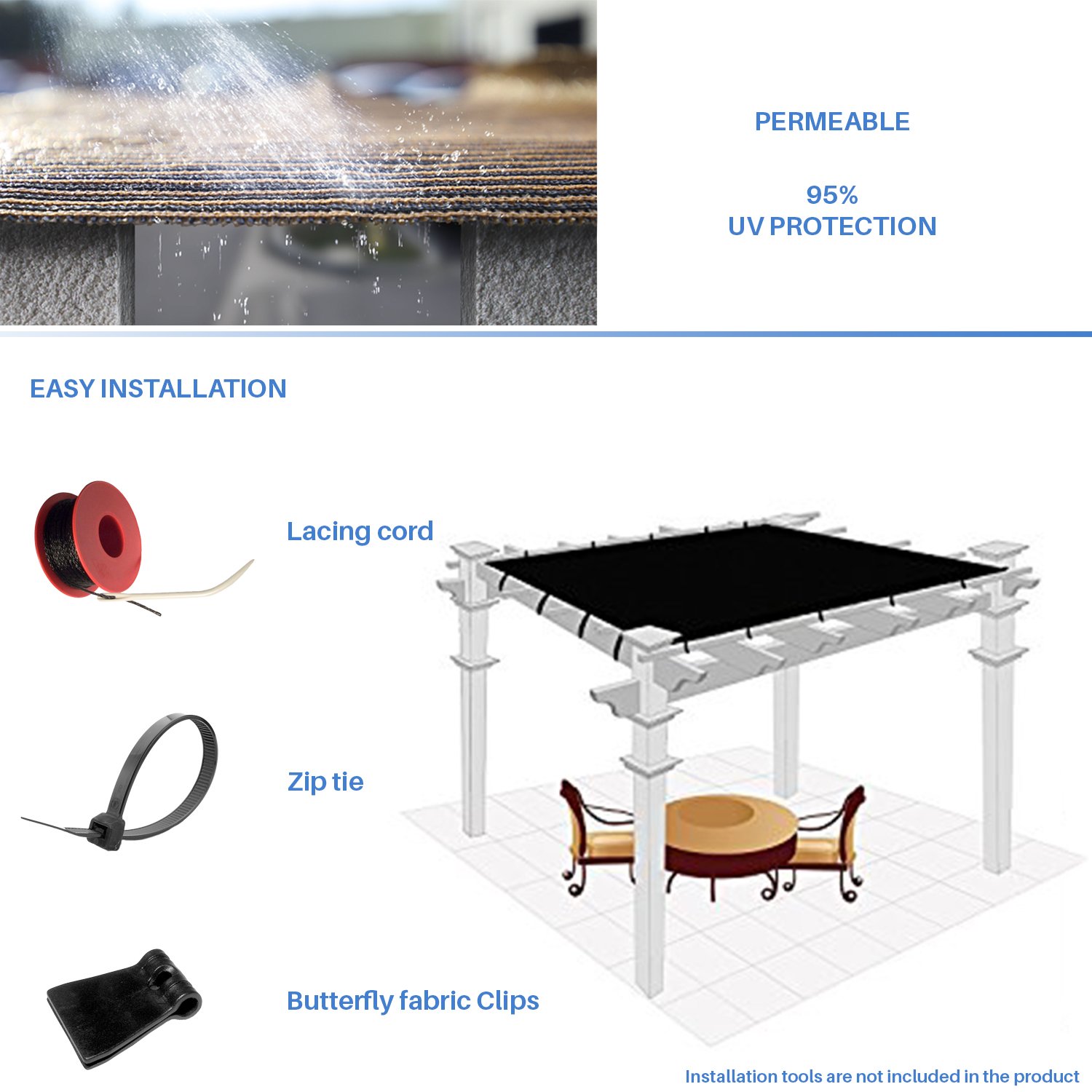 E&K Sunrise 12' x 52' Sun Shade Fabric Roll - UV Resistant Outdoor Canopy Cover for Pergola, Backyard, Garden, Patio, Deck & Greenhouse - Durable Shade Cloth for Sun Protection (Brown) - Perfect for Outdoor Relaxation, BBQ Parties & Plant Shading