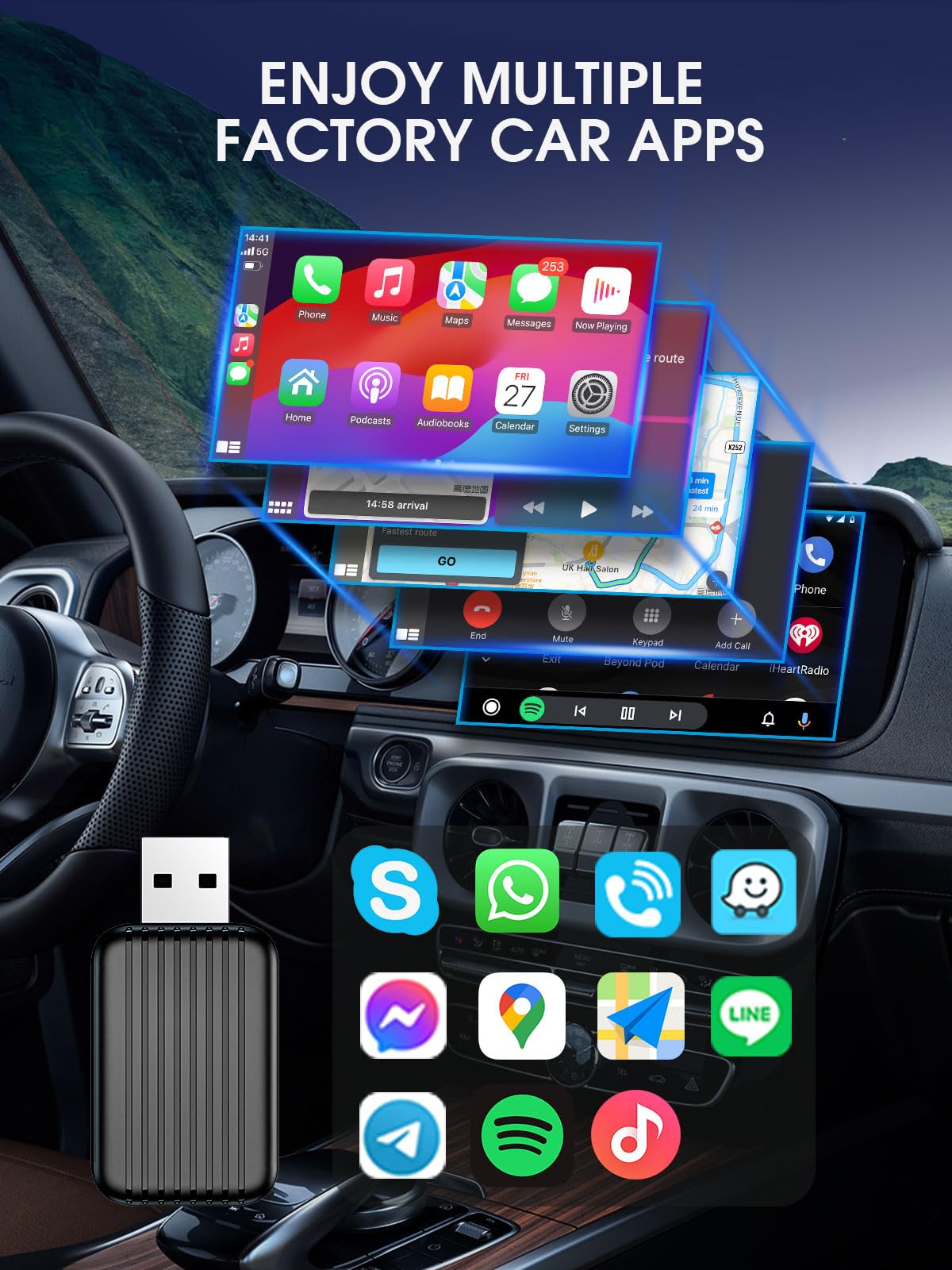 2025 Upgraded 2-in-1 Wireless CarPlay & Android Auto Adapter - Convert Wired to Wireless for iPhone iOS 10+/Android 11+ | Stable Connection, No Latency Mini USB Dongle | Perfect for Commuting, Road Trips & Hands-Free Driving
