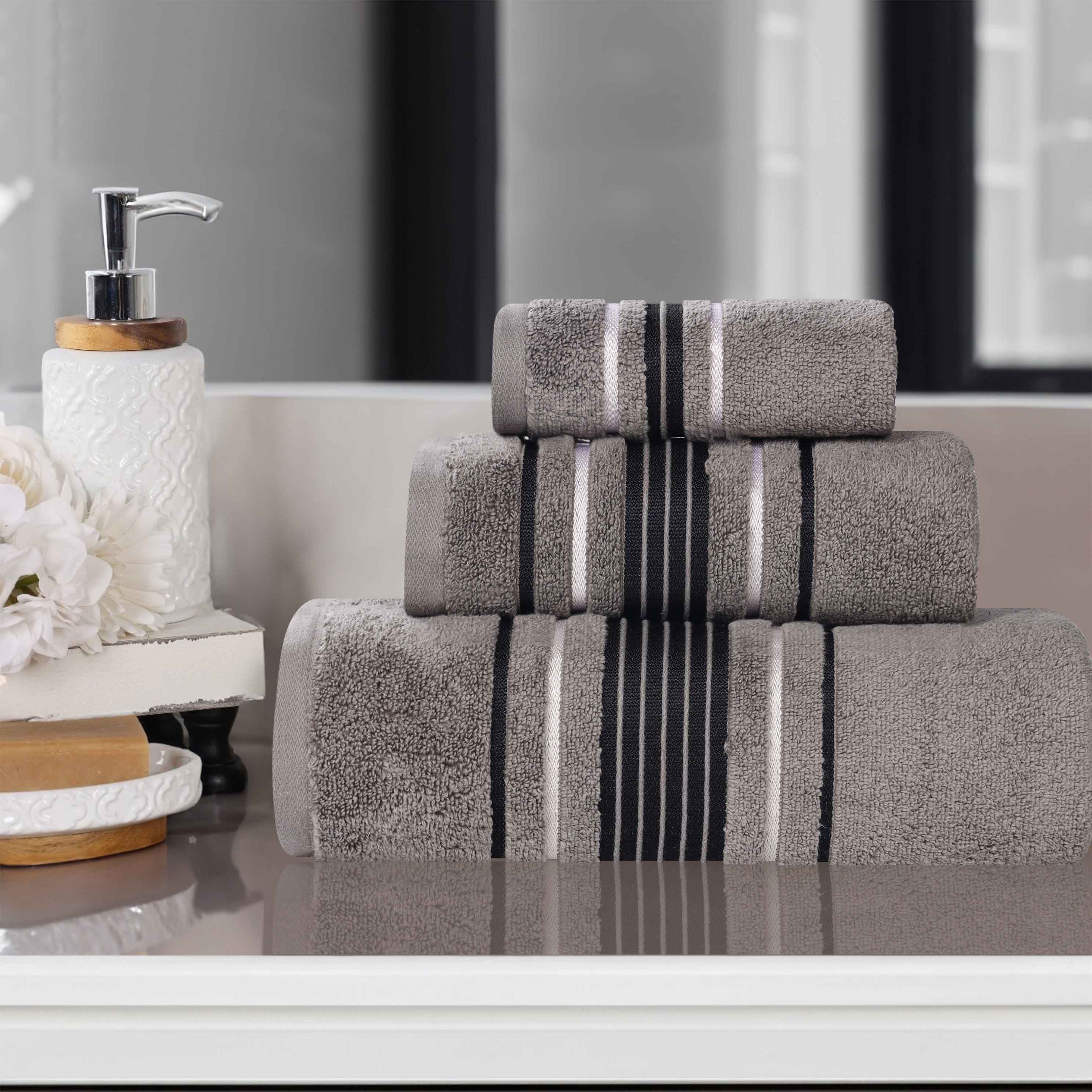Premium Sadie Zero Twist Cotton 3-Piece Towel Set with Elegant Floral Motif - Ultra Soft & Absorbent Bath Towels for Spa, Guest Bathroom & Luxury Home Decor