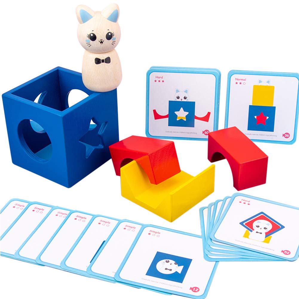 Cuteam Magic Box - Wooden Geometric Animal Building Blocks for Kids, Rabbit Puzzle Toy & Desktop Game - STEM Learning, Creative Play & Gift for Toddlers (Perfect for Birthday Parties, Classroom Activities & Family Game Nights)