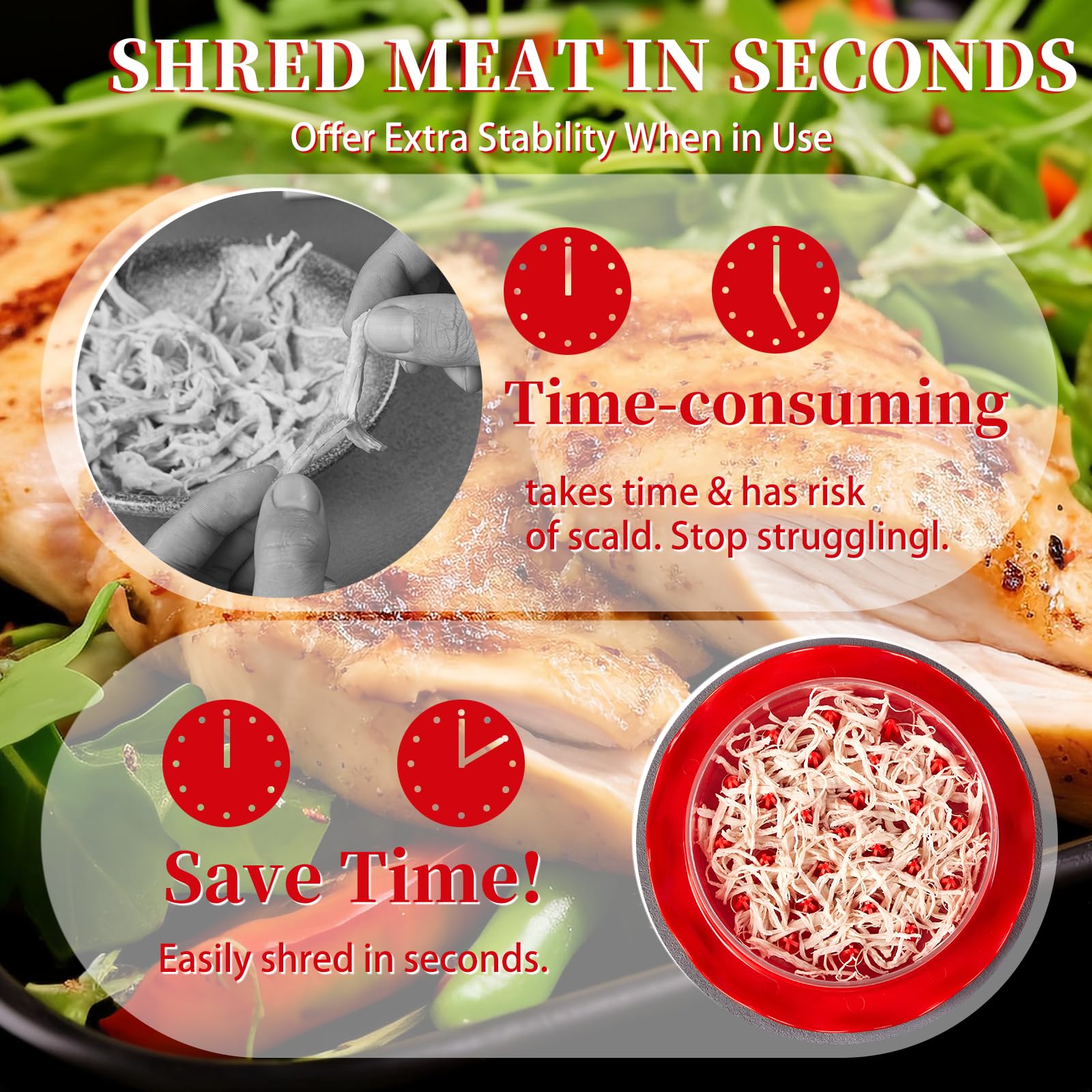 Chicken Shredder Tool - Ergonomic Handle, Dishwasher Safe for Kitchen & Meal Prep